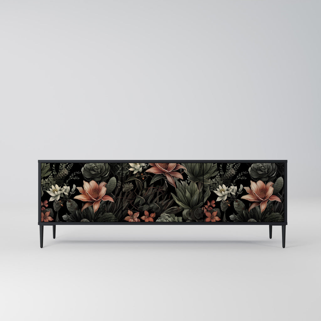 Meuble TV 3 portes SECRET VERDURE finition noire