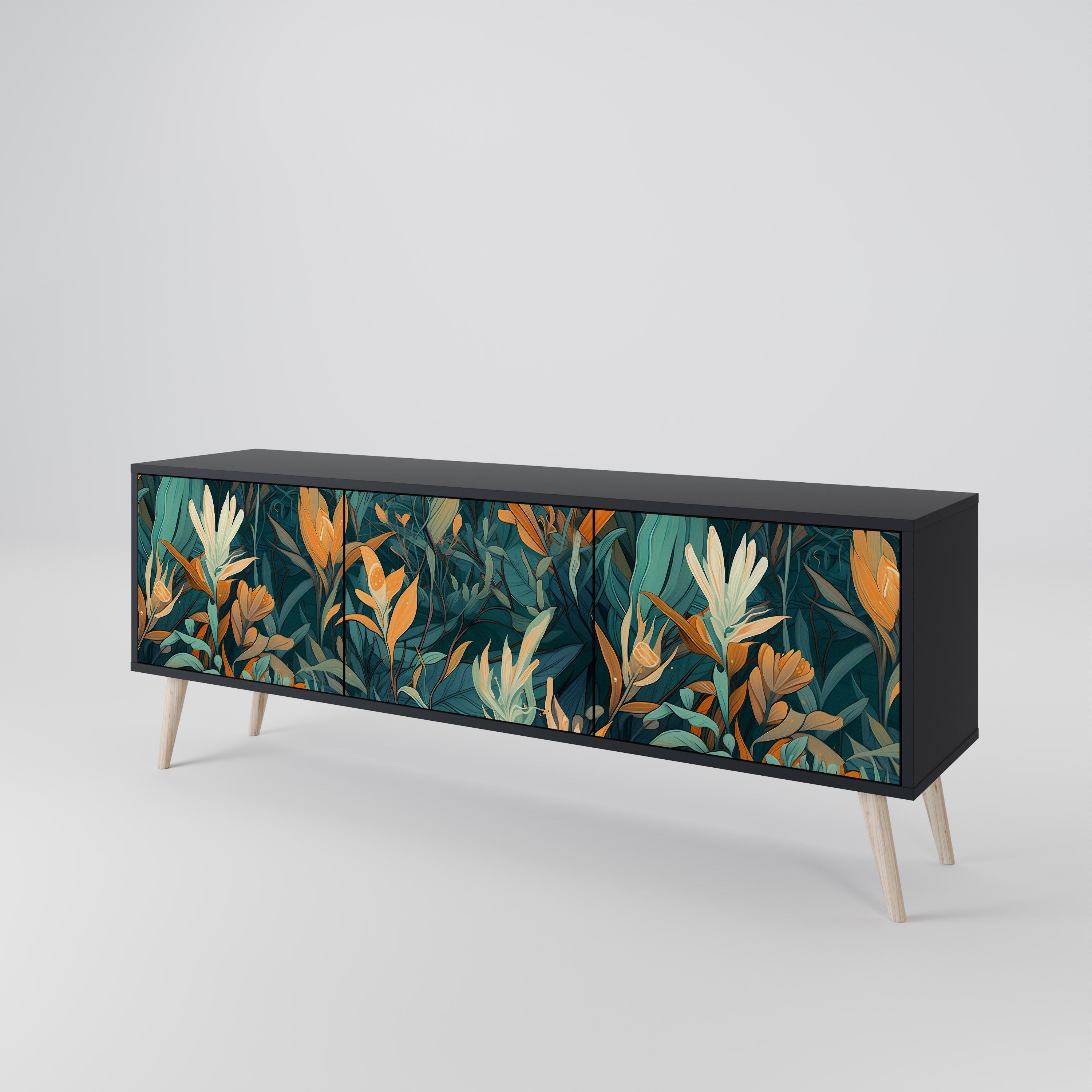 FLORAL SERENITY 3-Door TV Cabinet