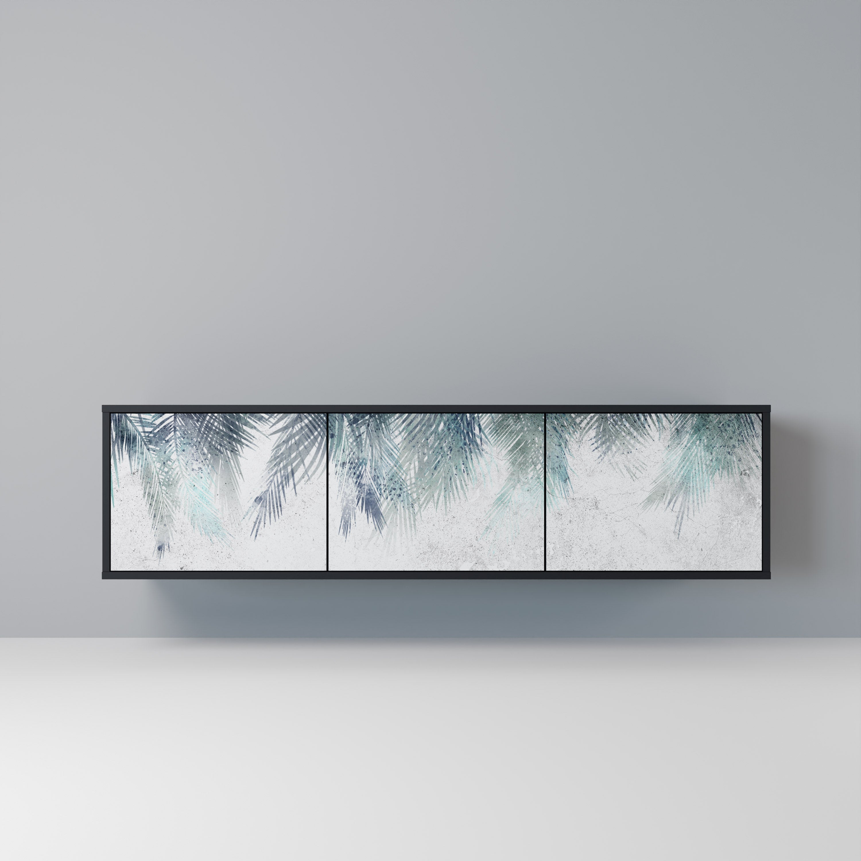 Meuble TV 3 portes PALM VEIL finition noire