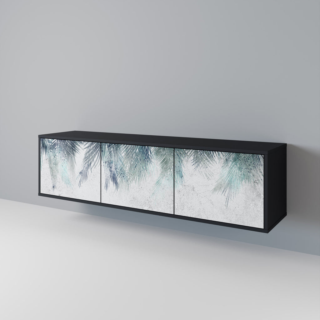 Meuble TV 3 portes PALM VEIL finition noire