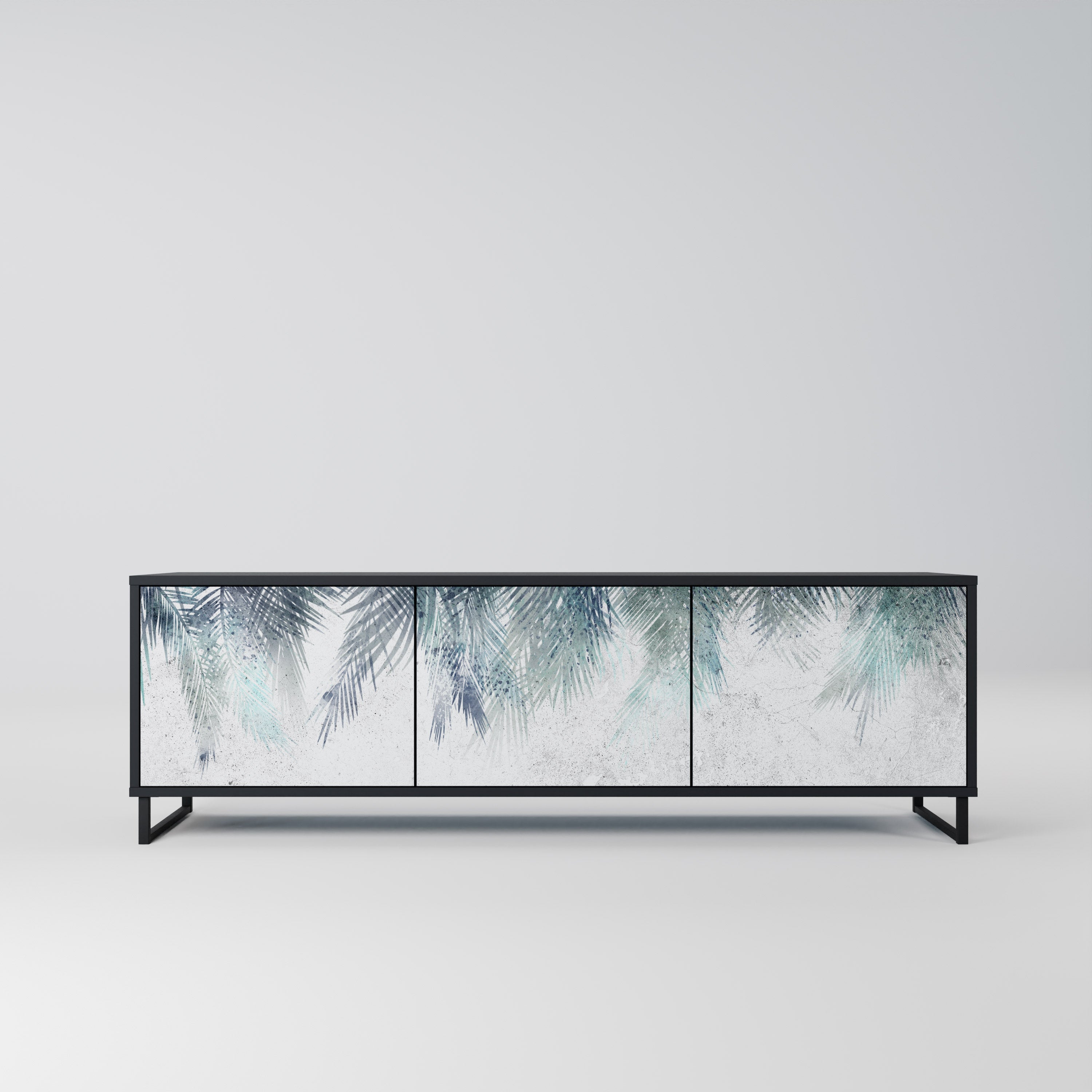 Meuble TV 3 portes PALM VEIL finition noire