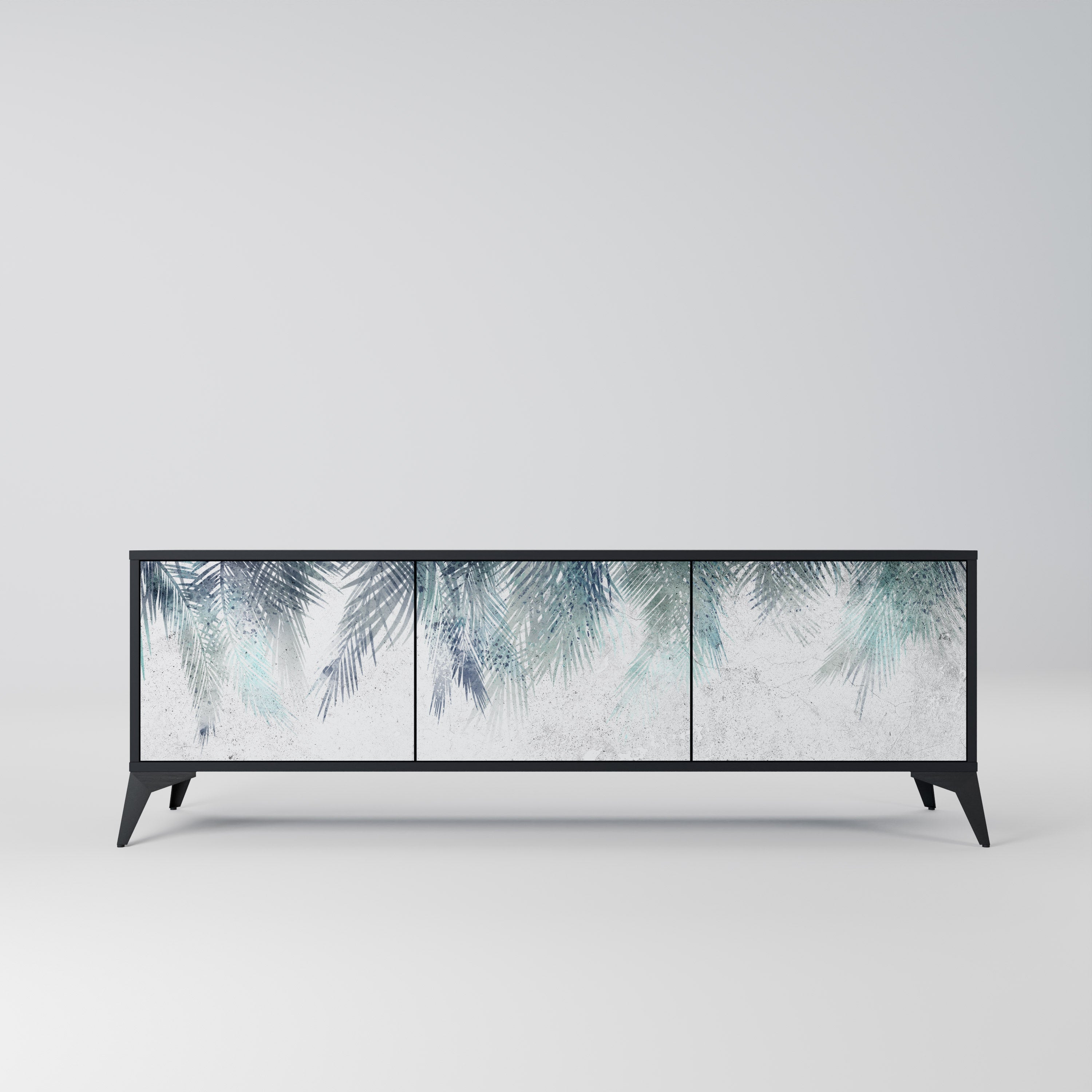 Meuble TV 3 portes PALM VEIL finition noire