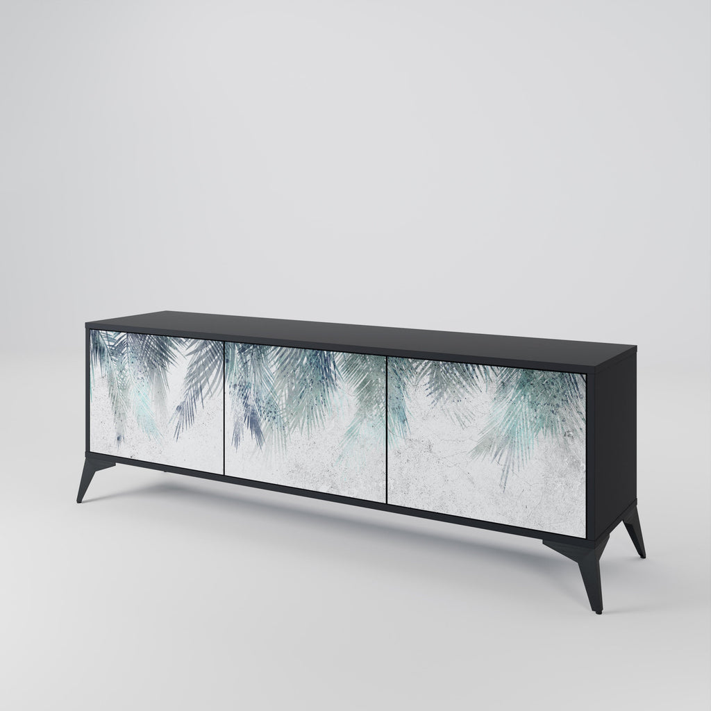 Meuble TV 3 portes PALM VEIL finition noire