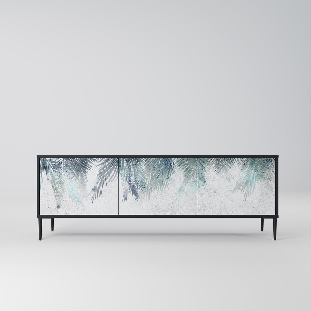 Meuble TV 3 portes PALM VEIL finition noire