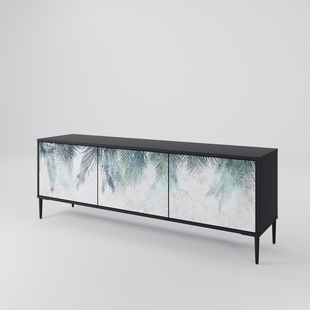 Meuble TV 3 portes PALM VEIL finition noire