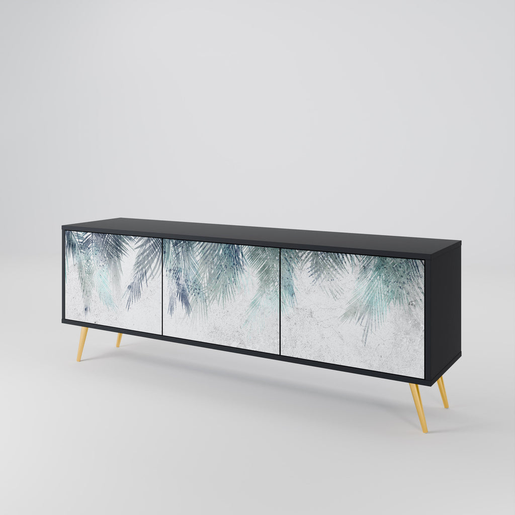 Meuble TV 3 portes PALM VEIL finition noire