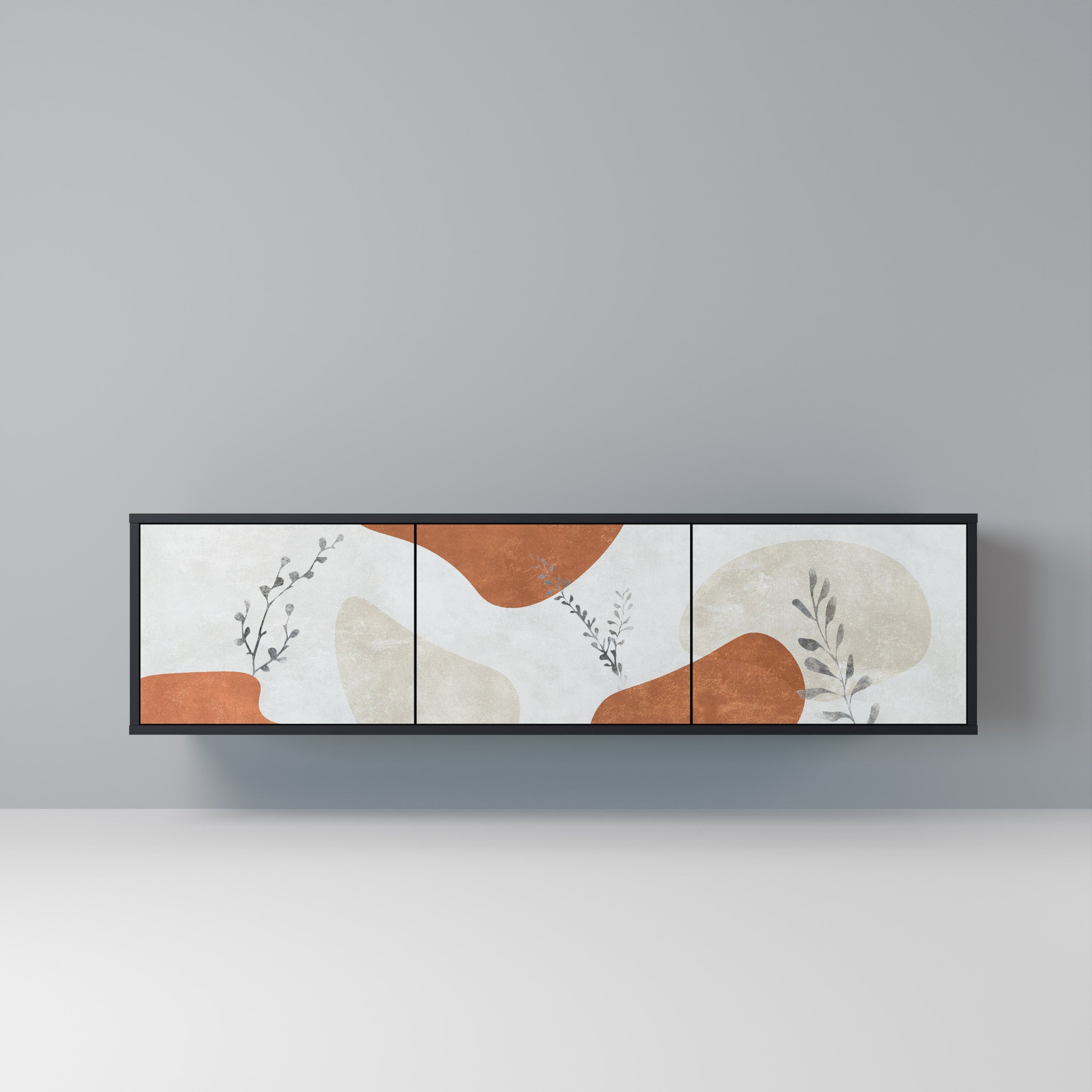 Meuble TV 3 portes TRANQUIL TWIG finition noire