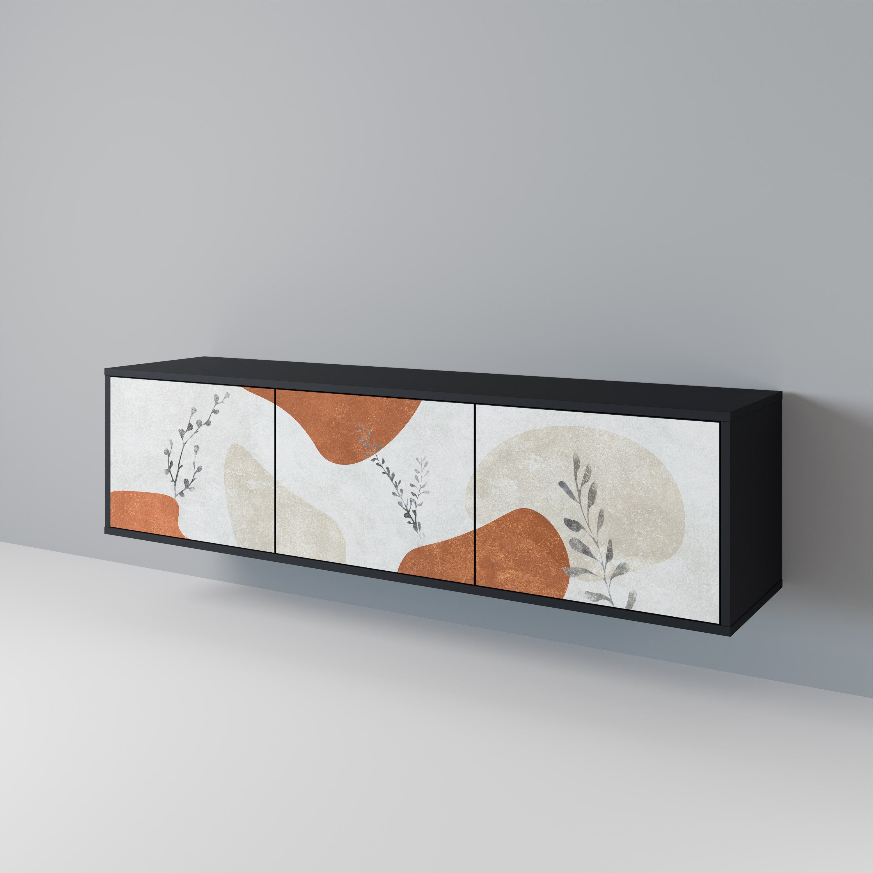 Meuble TV 3 portes TRANQUIL TWIG finition noire