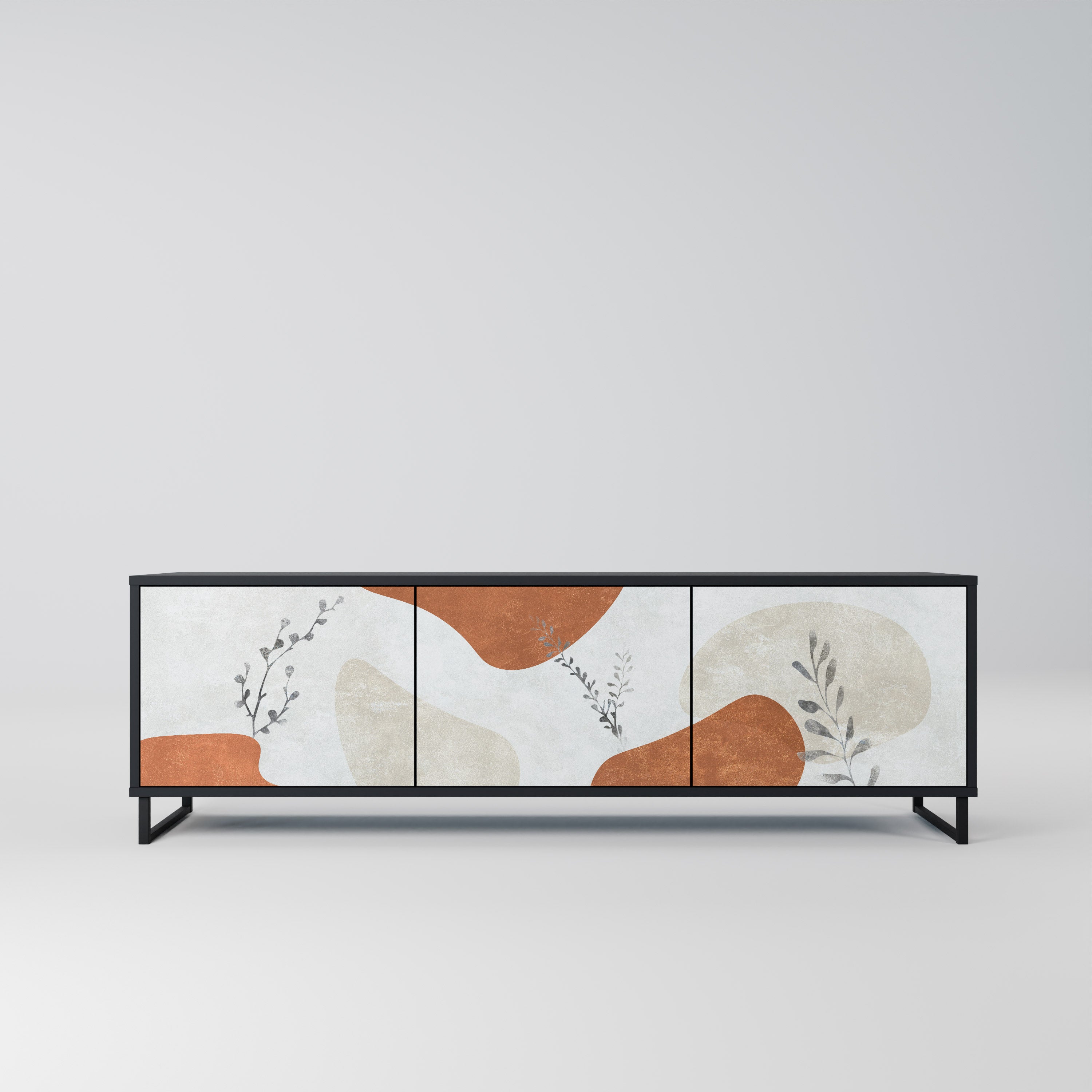 Meuble TV 3 portes TRANQUIL TWIG finition noire