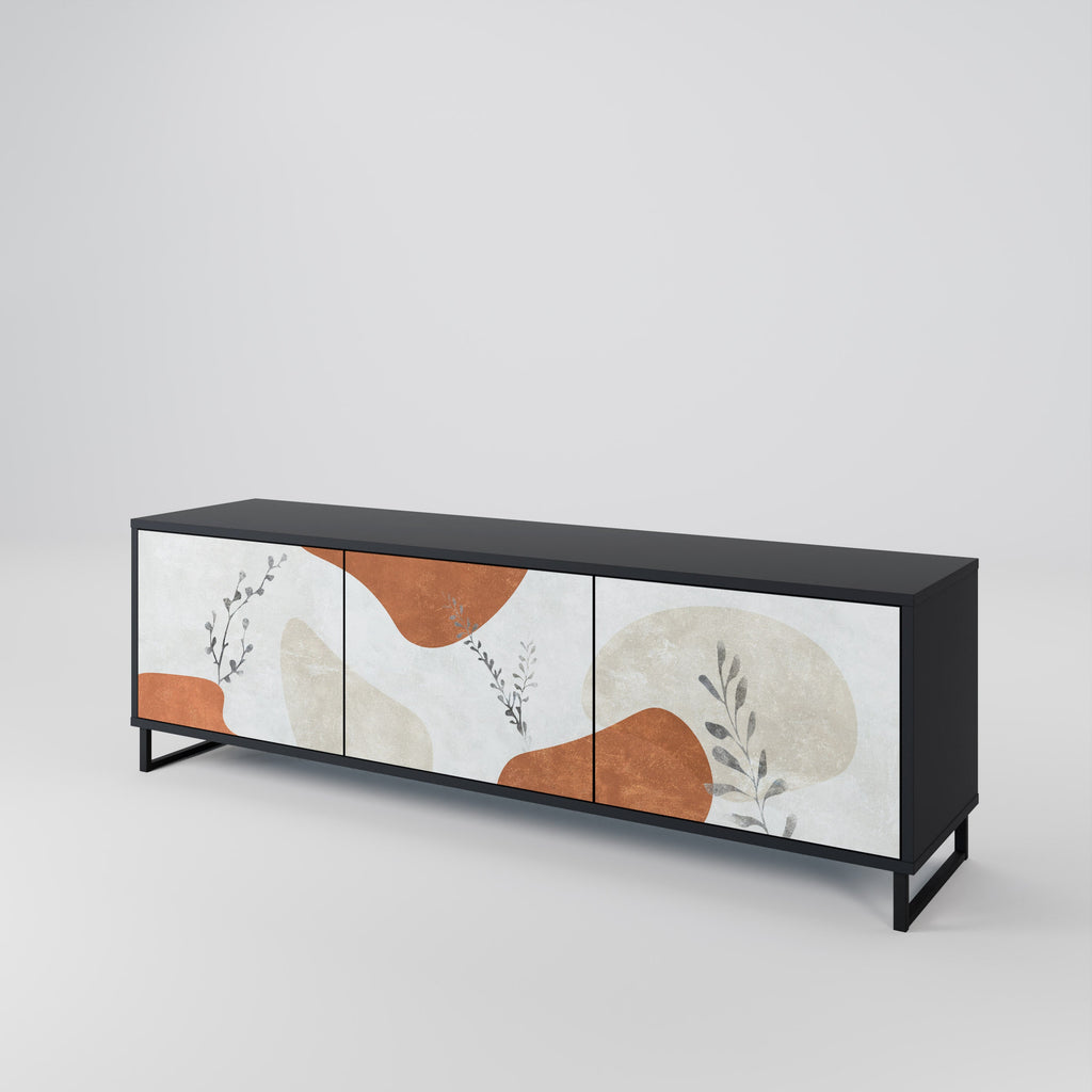 TRANQUIL TWIG 3-Door TV Stand in Black Finish