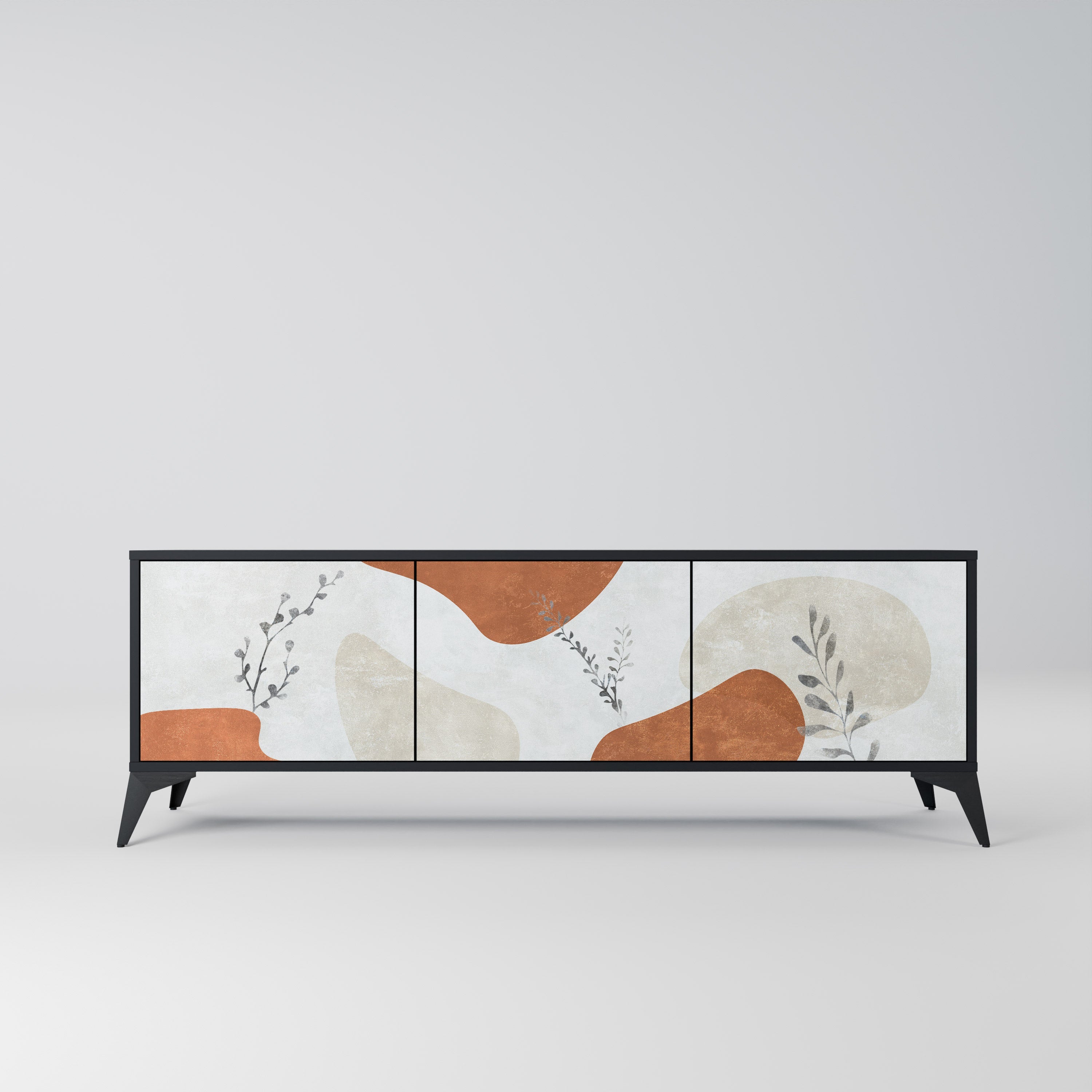 Meuble TV 3 portes TRANQUIL TWIG finition noire