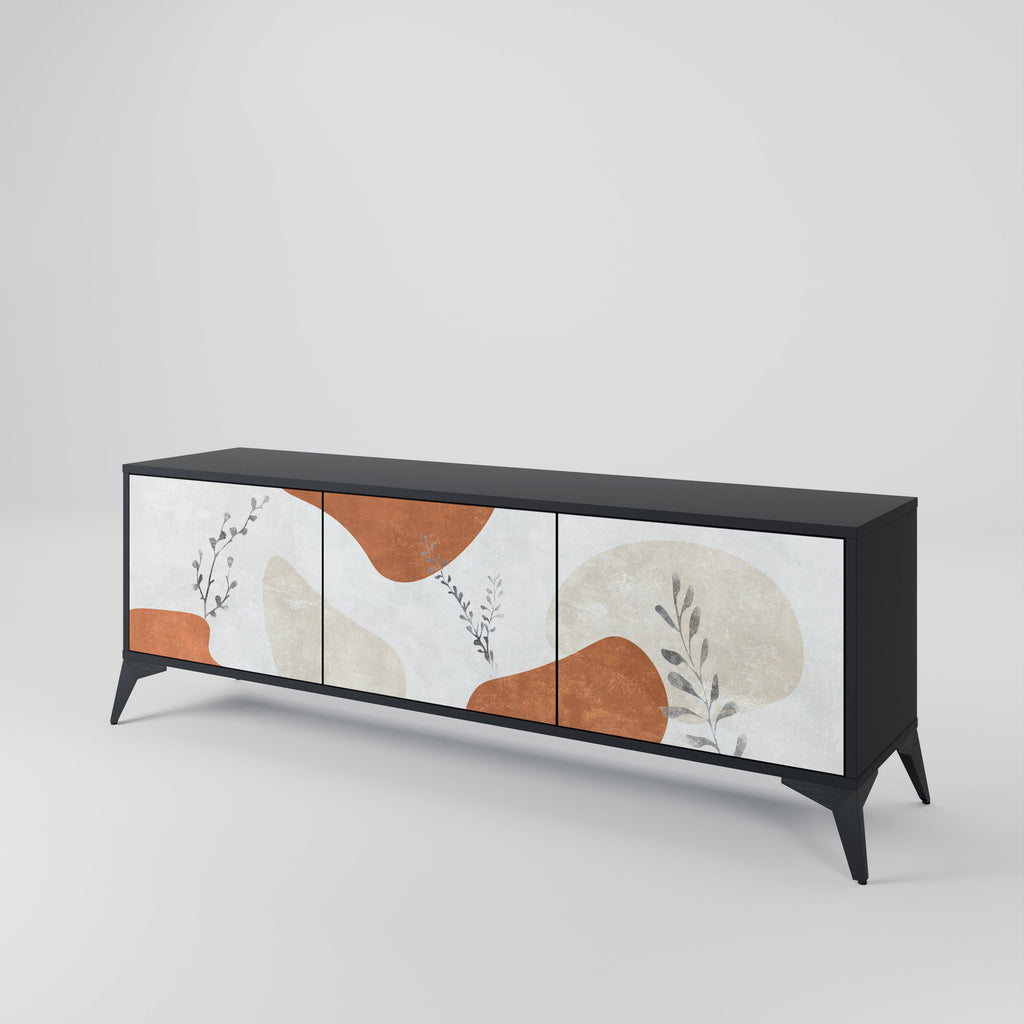 TRANQUIL TWIG 3-Door TV Stand in Black Finish