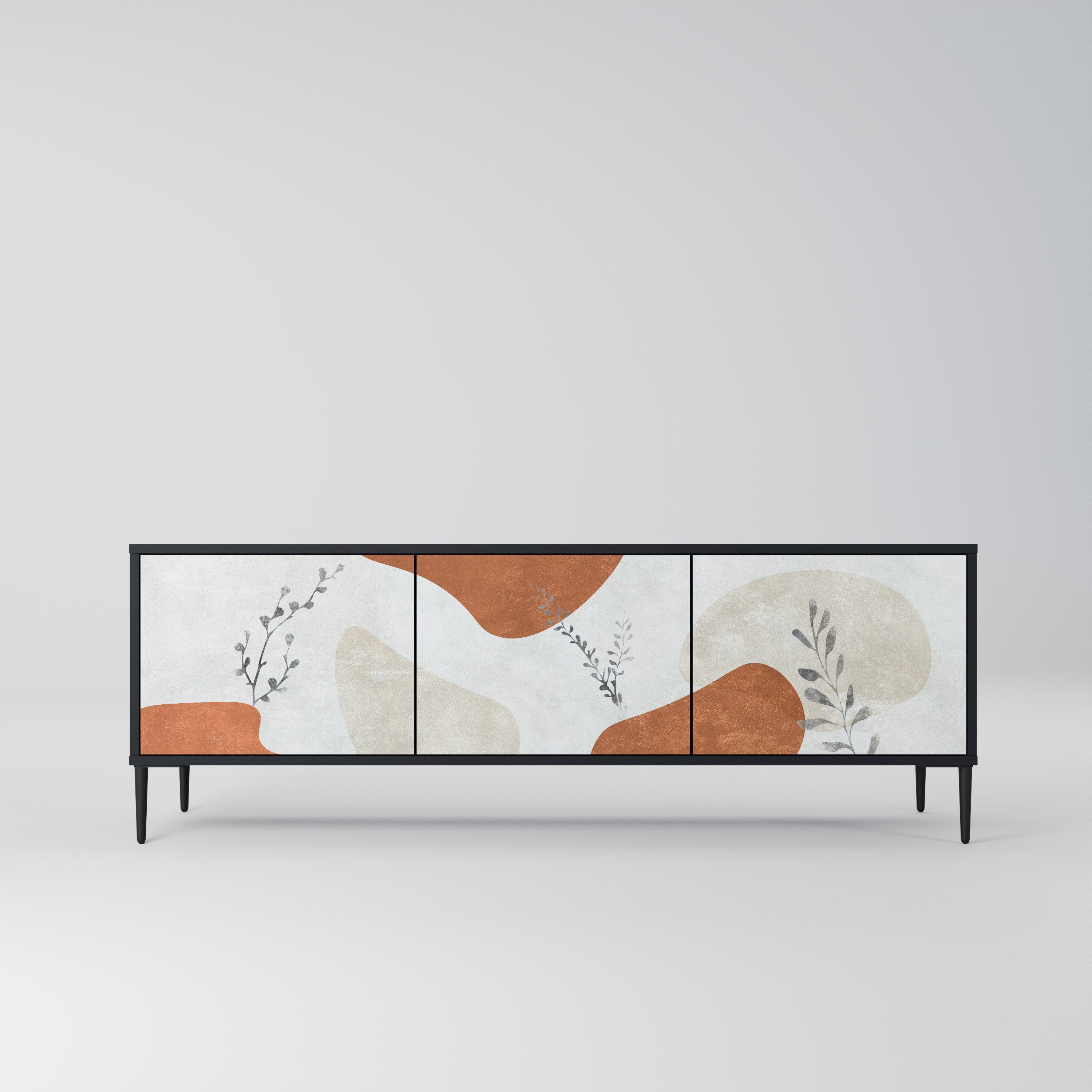 Meuble TV 3 portes TRANQUIL TWIG finition noire