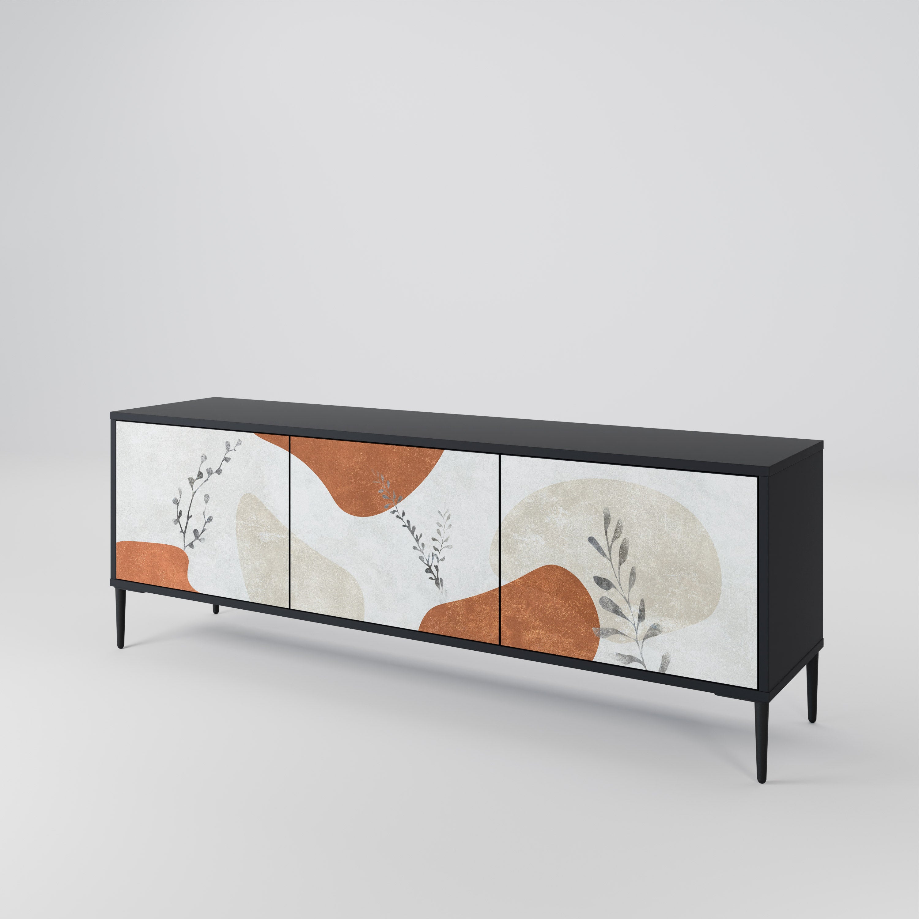 Meuble TV 3 portes TRANQUIL TWIG finition noire