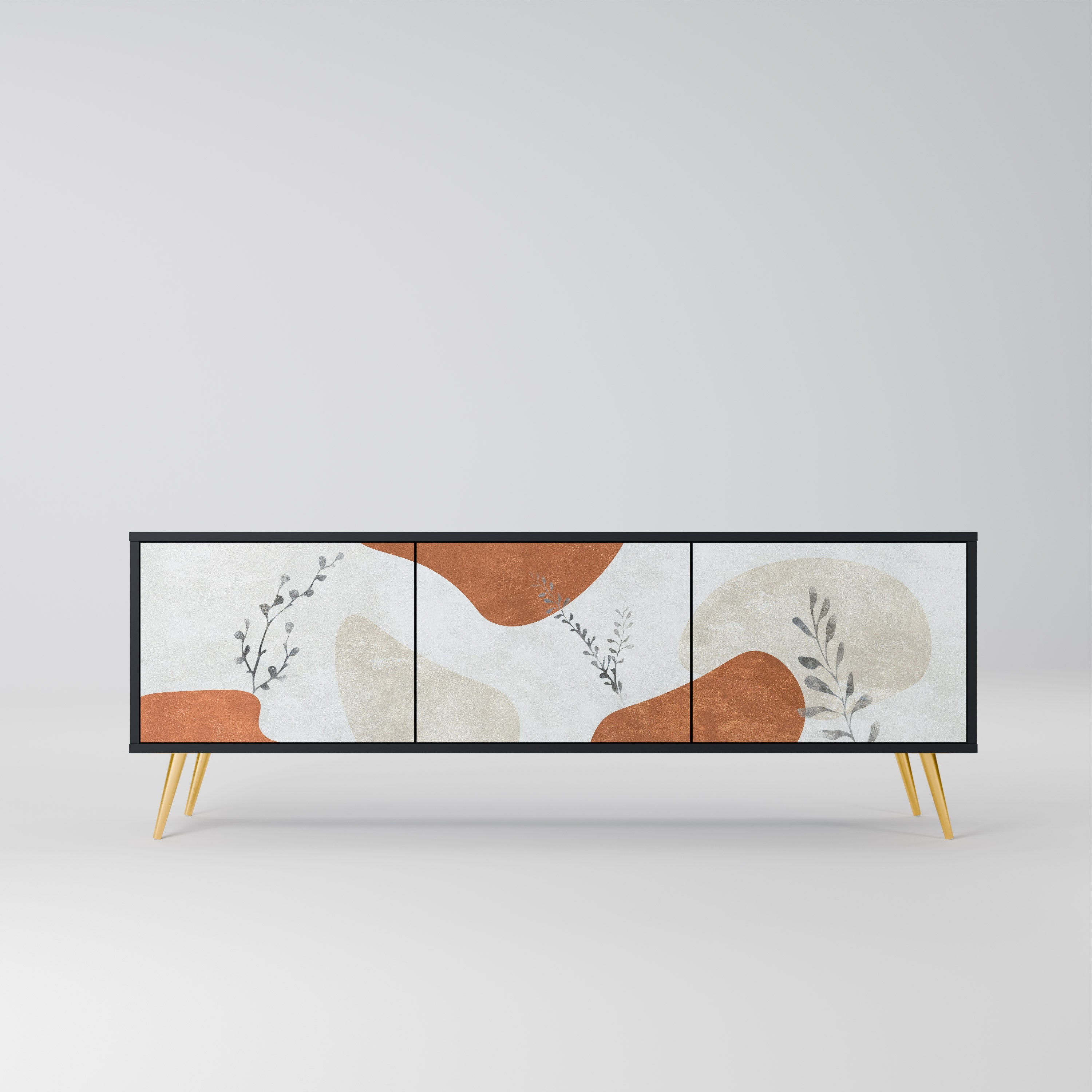 Meuble TV 3 portes TRANQUIL TWIG finition noire