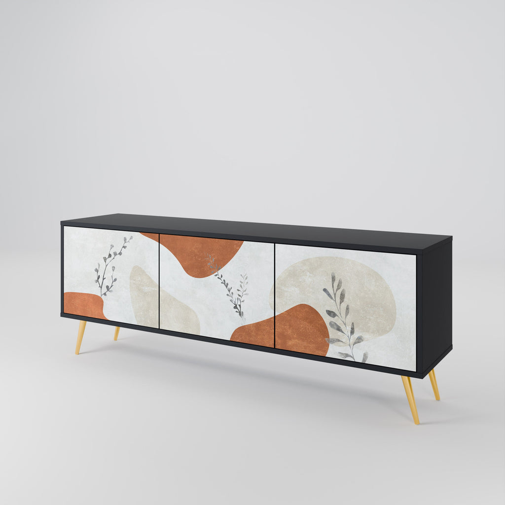 TRANQUIL TWIG 3-Door TV Stand in Black Finish