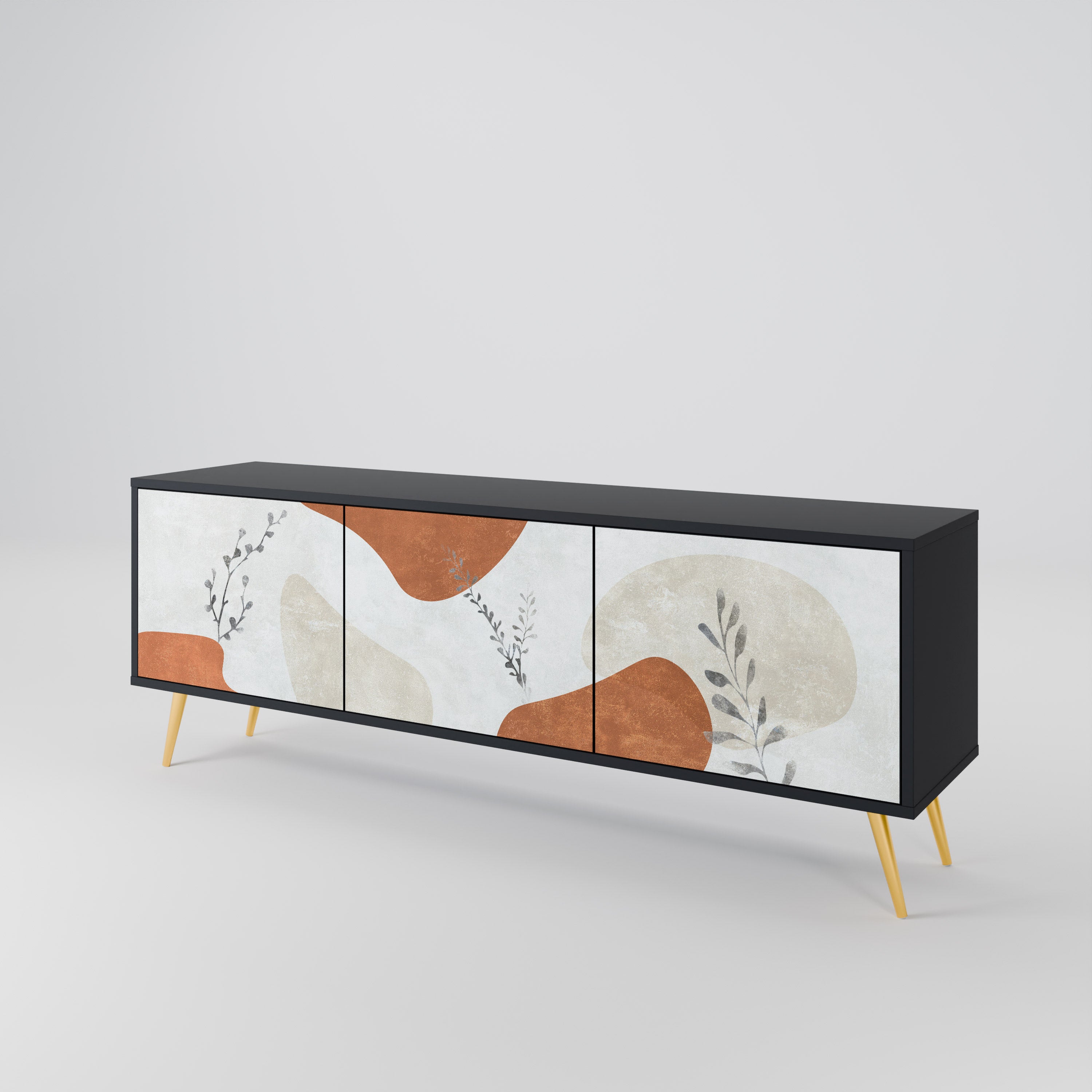 Meuble TV 3 portes TRANQUIL TWIG finition noire