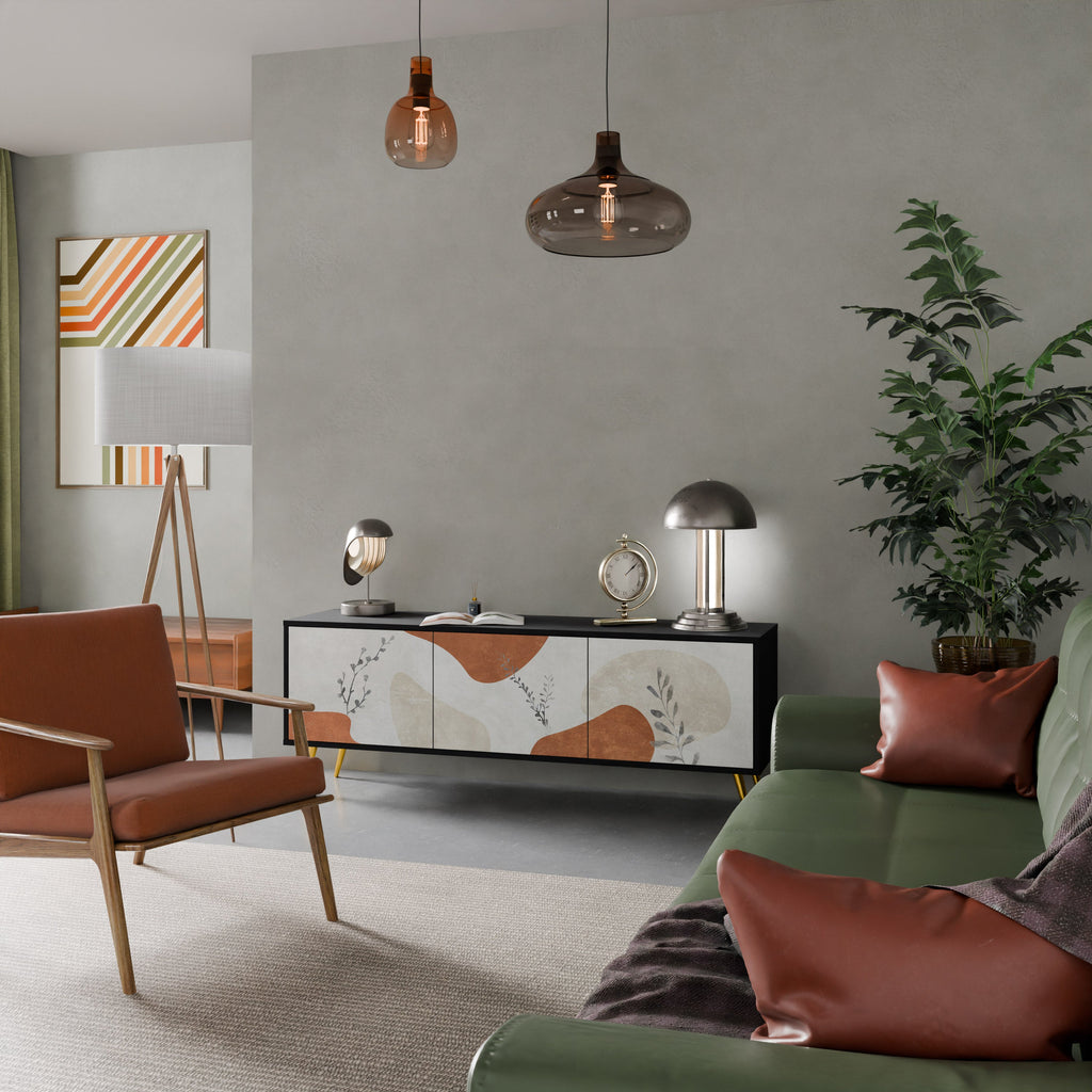 TRANQUIL TWIG 3-Door TV Stand in Black Finish