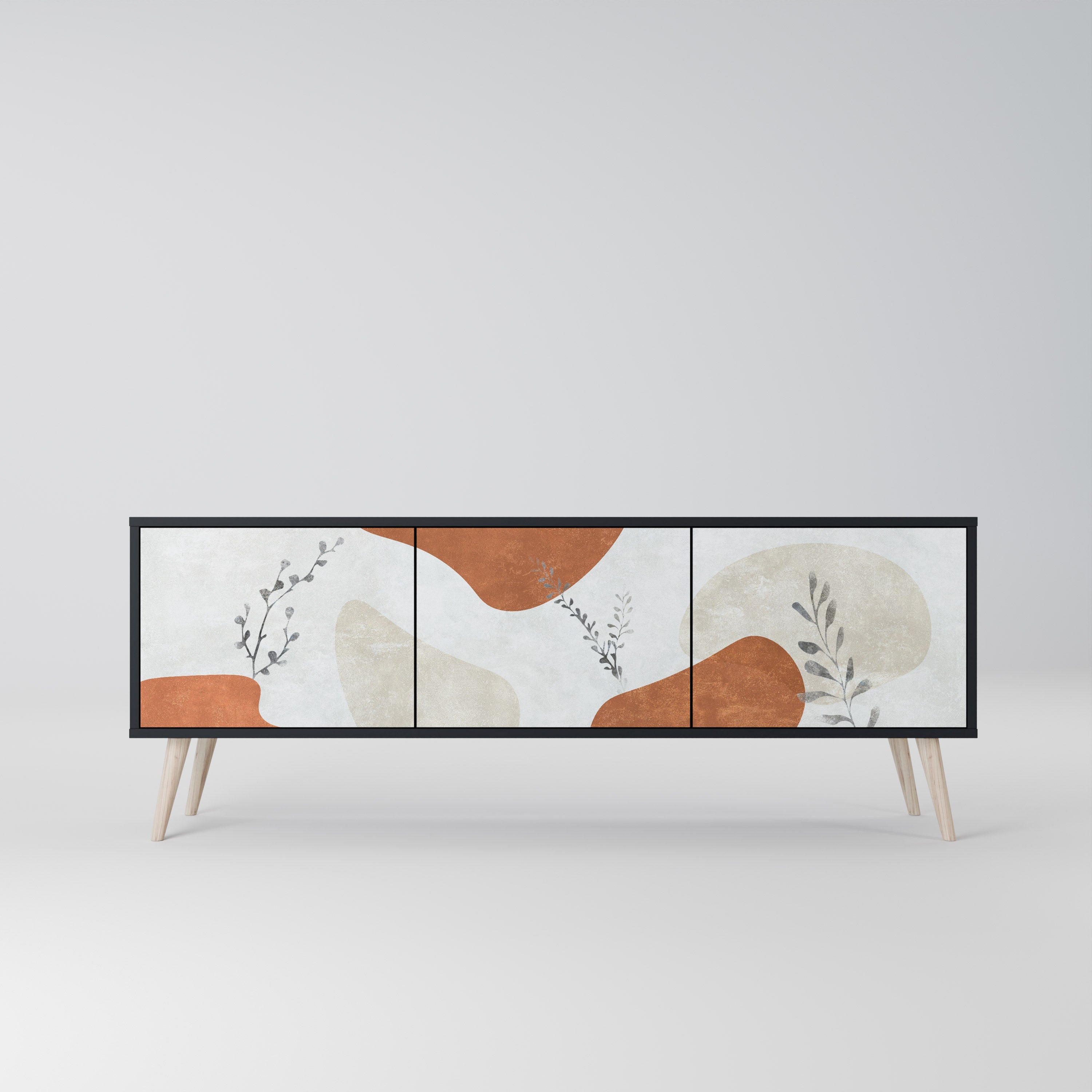 Meuble TV 3 portes TRANQUIL TWIG finition noire