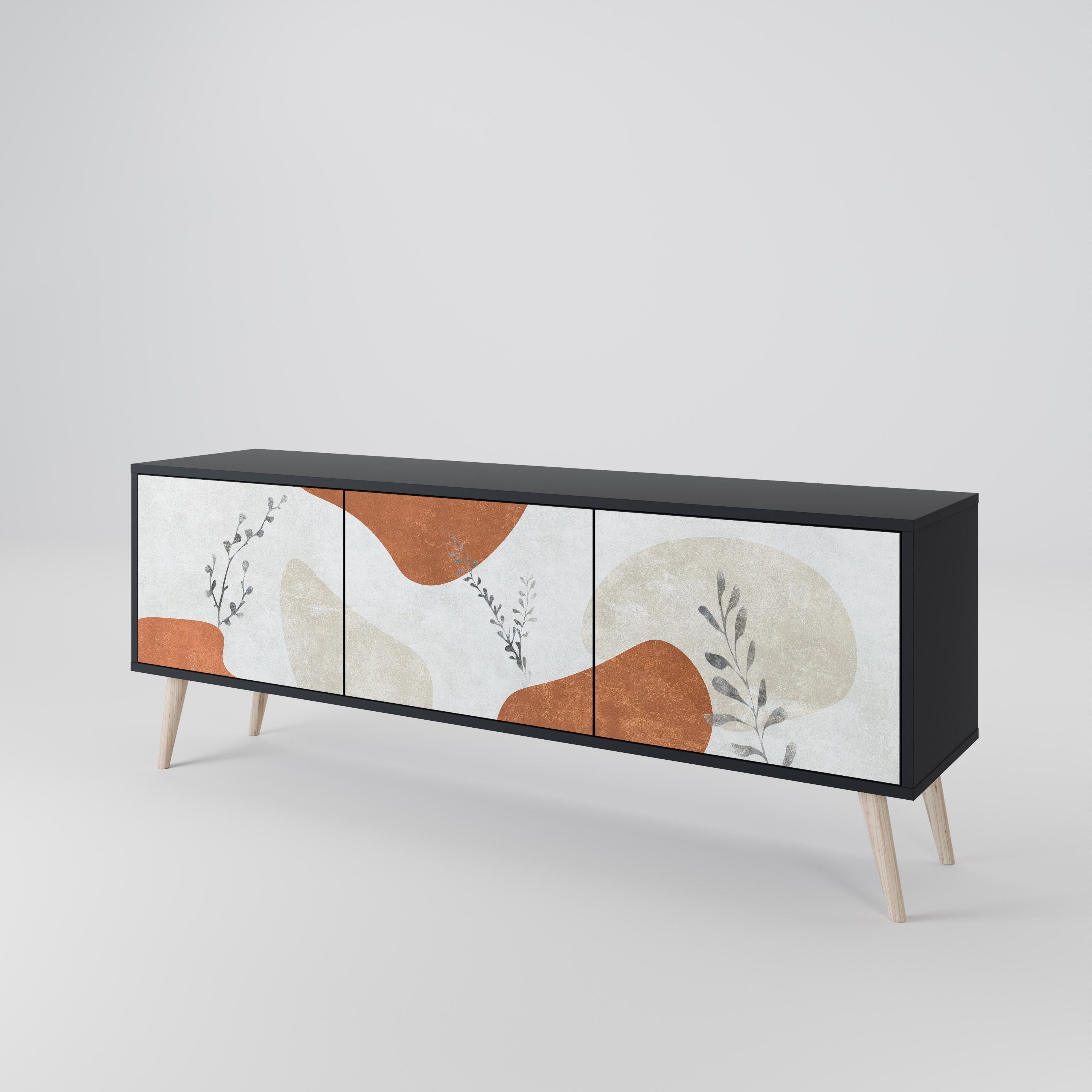 Meuble TV 3 portes TRANQUIL TWIG finition noire