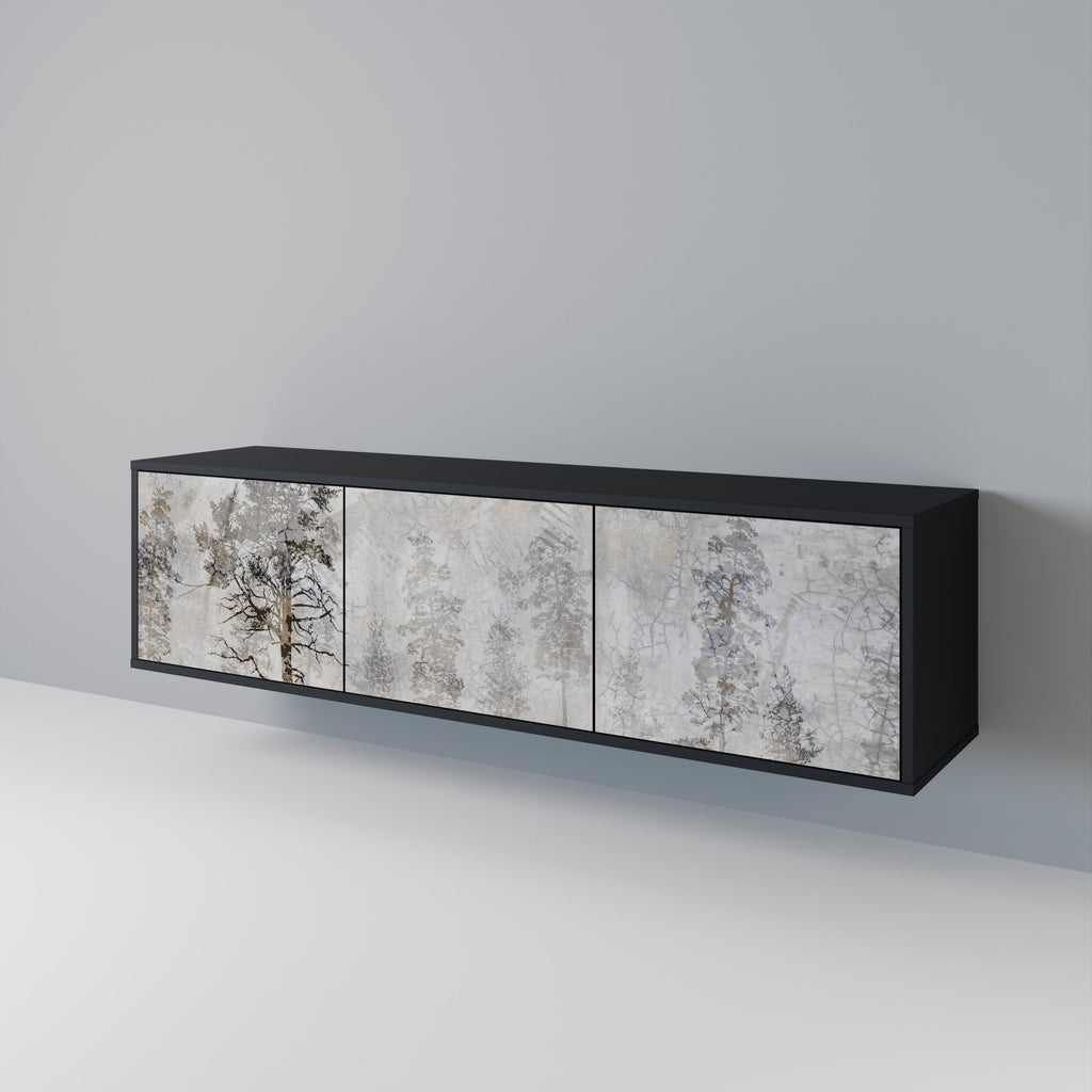 FADE IN THE TREES 3-Door TV Stand in Black Finish