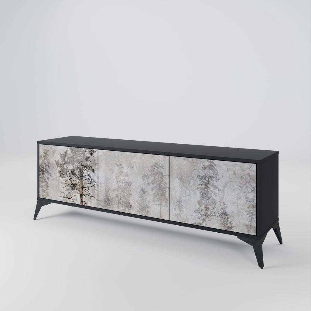 FADE IN THE TREES 3-Door TV Stand in Black Finish