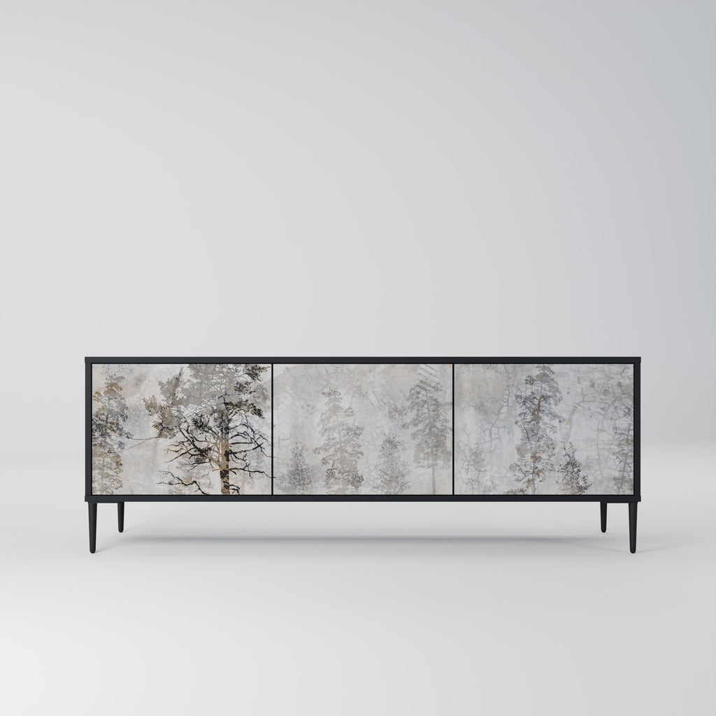 FADE IN THE TREES 3-Door TV Stand in Black Finish