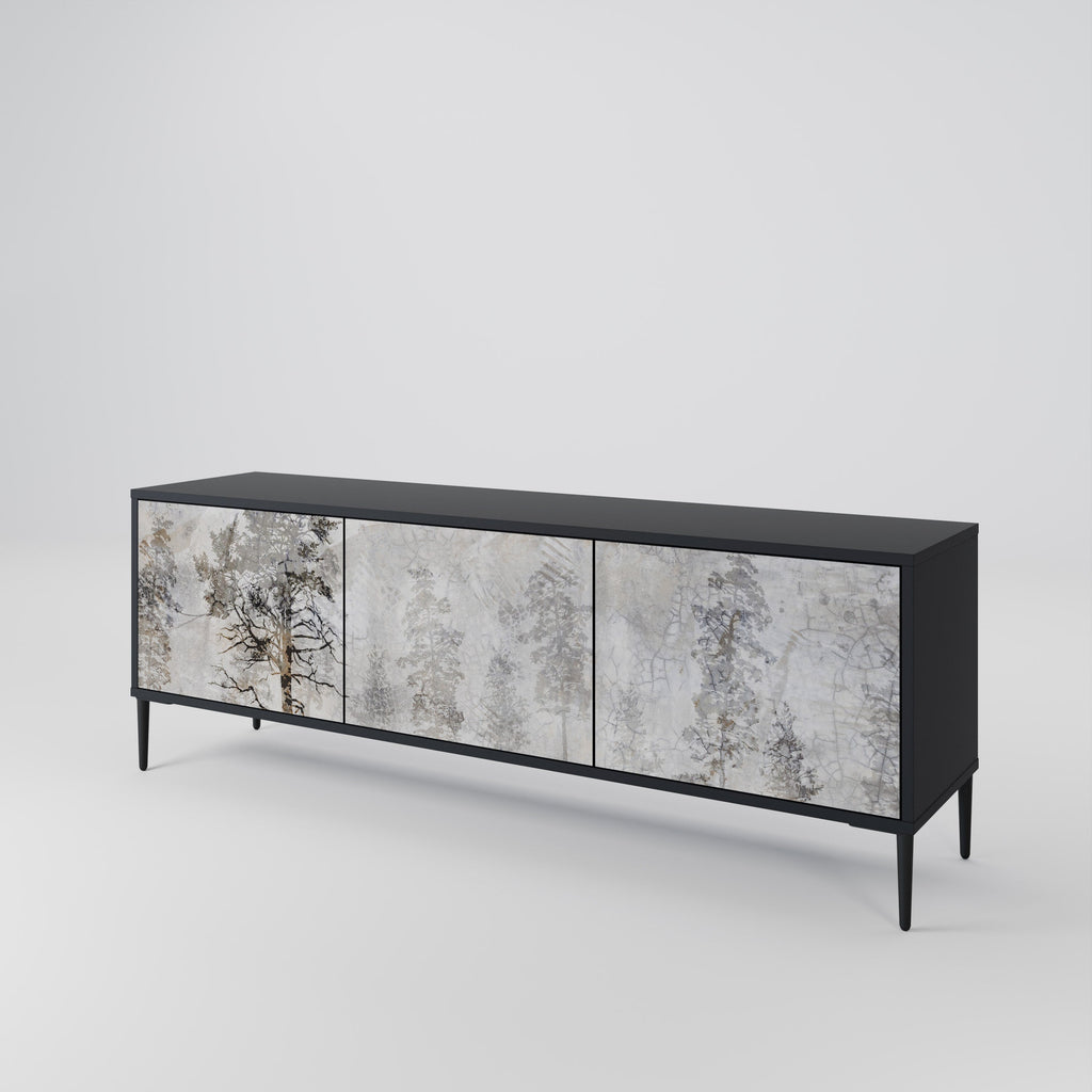 FADE IN THE TREES 3-Door TV Stand in Black Finish