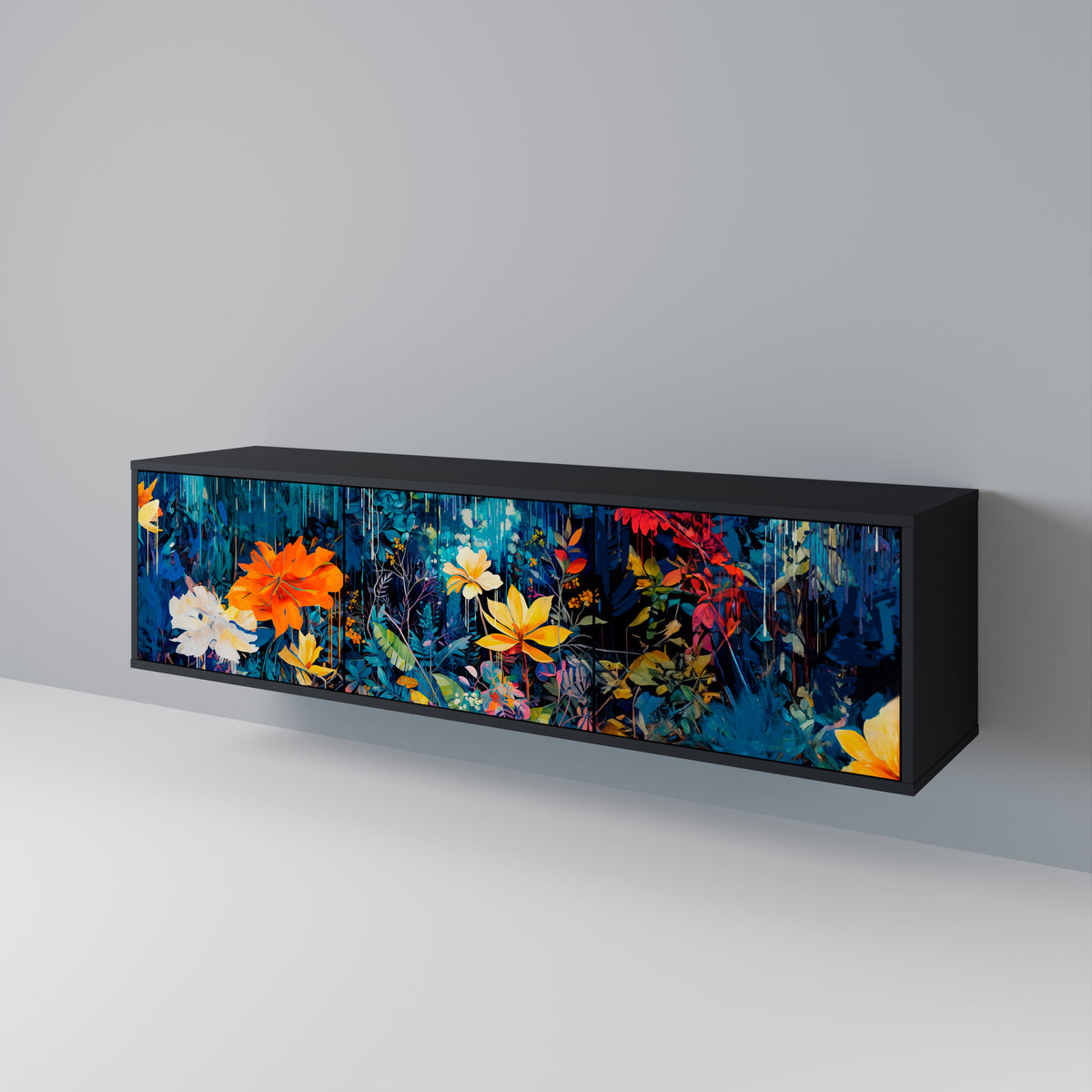 MIDNIGHT BLOSSOM 3-Door TV Cabinet