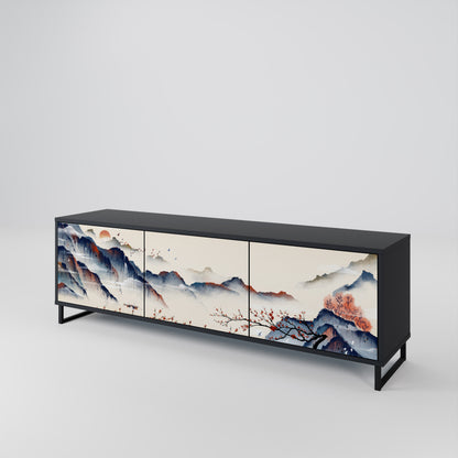 JAPANESE LANDSCAPE 3-Door TV Cabinet