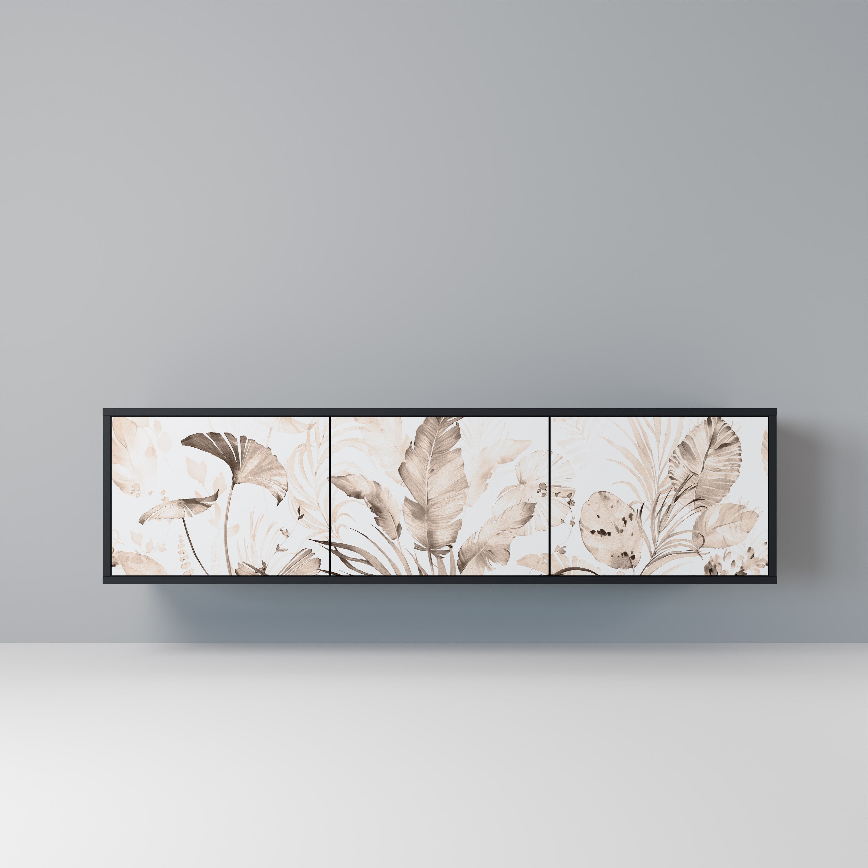 Meuble TV 3 portes WILD TENDERNESS en finition noire