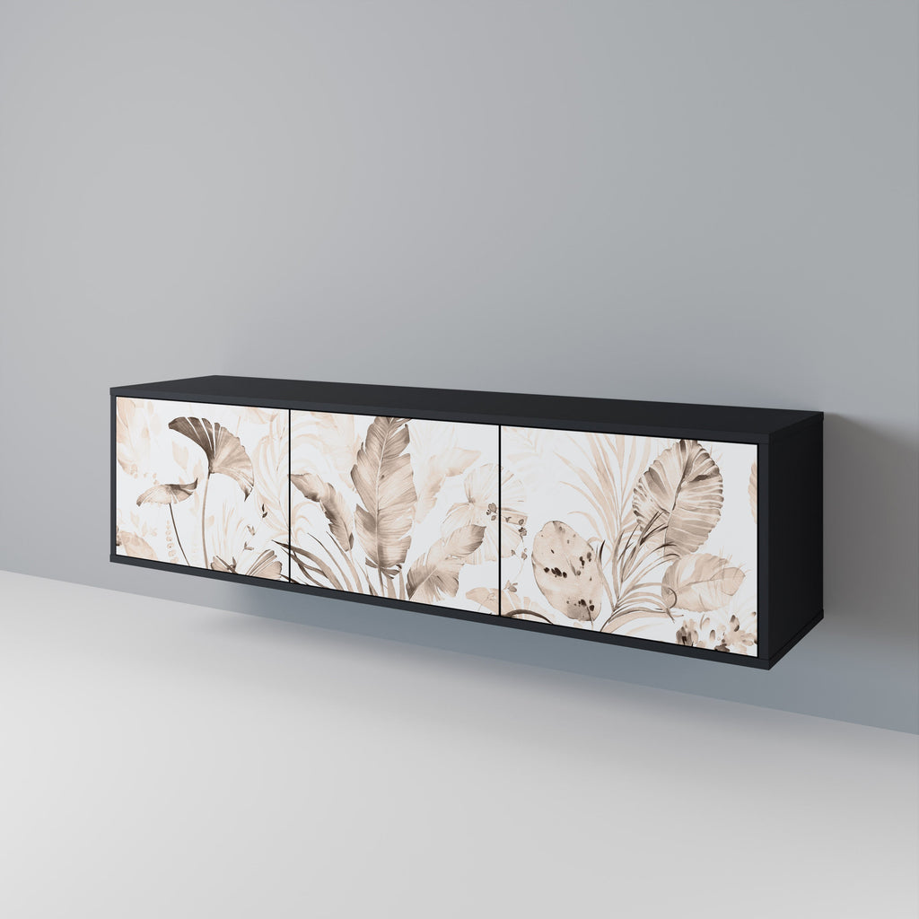 Meuble TV 3 portes WILD TENDERNESS en finition noire