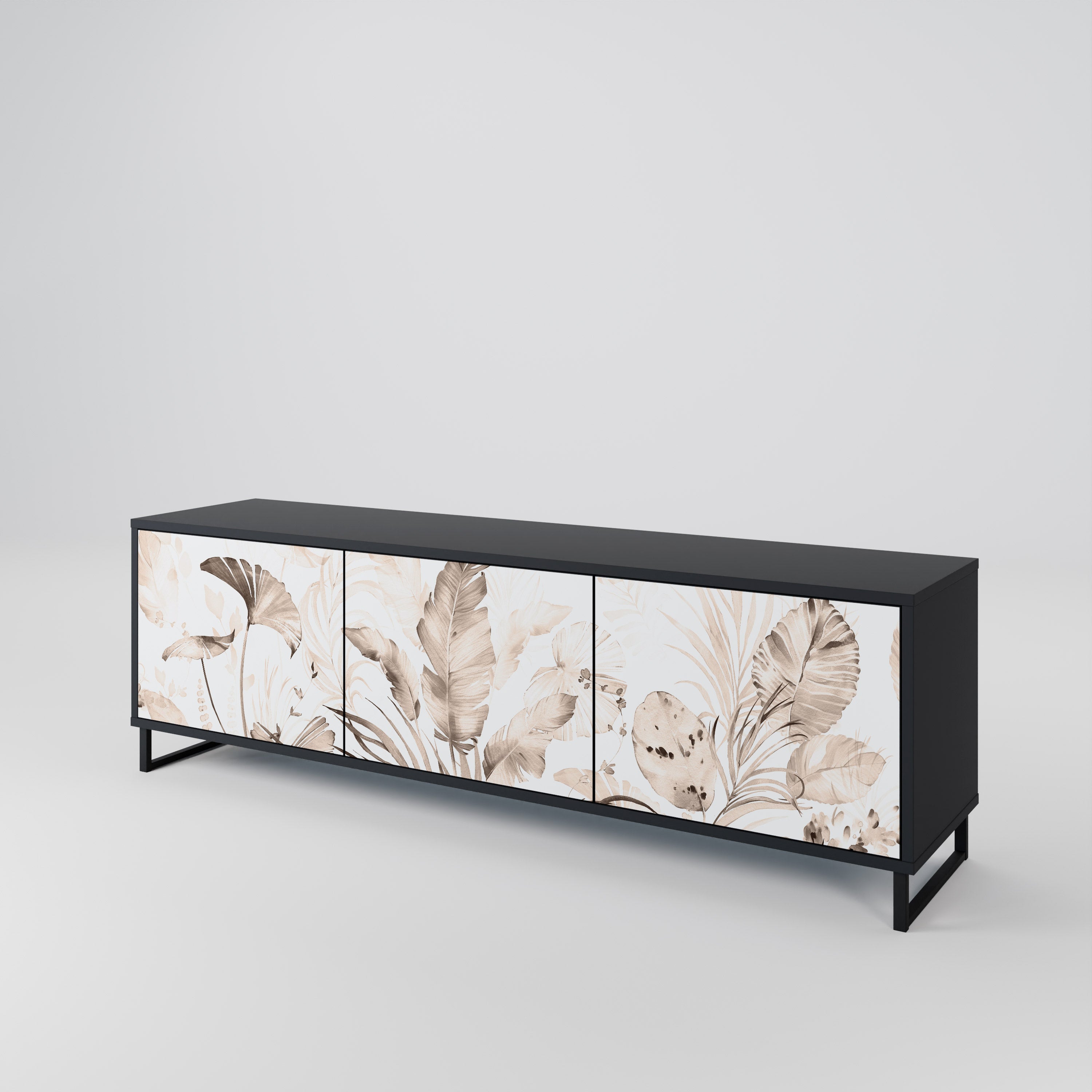 Meuble TV 3 portes WILD TENDERNESS en finition noire