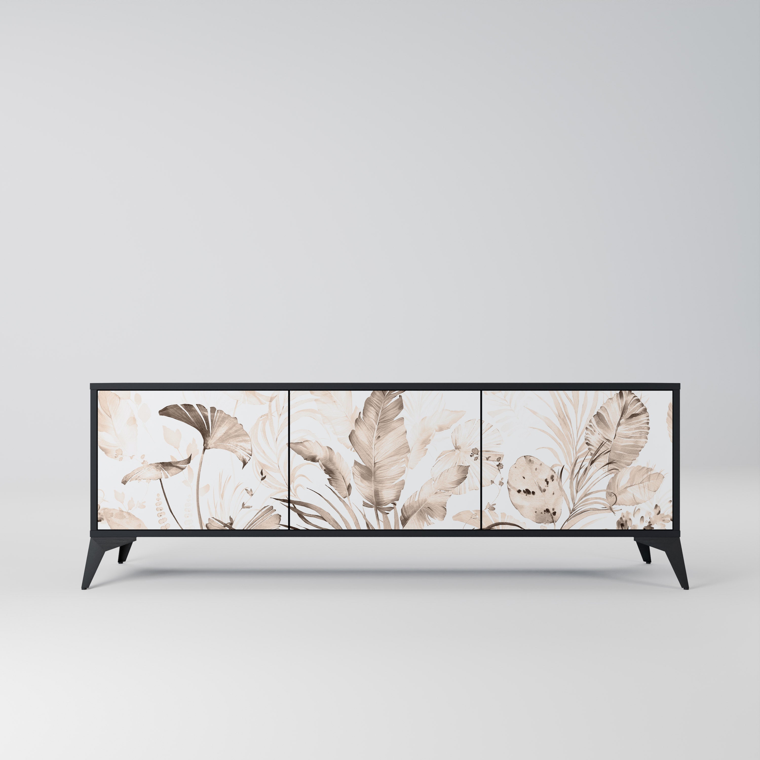 Meuble TV 3 portes WILD TENDERNESS en finition noire