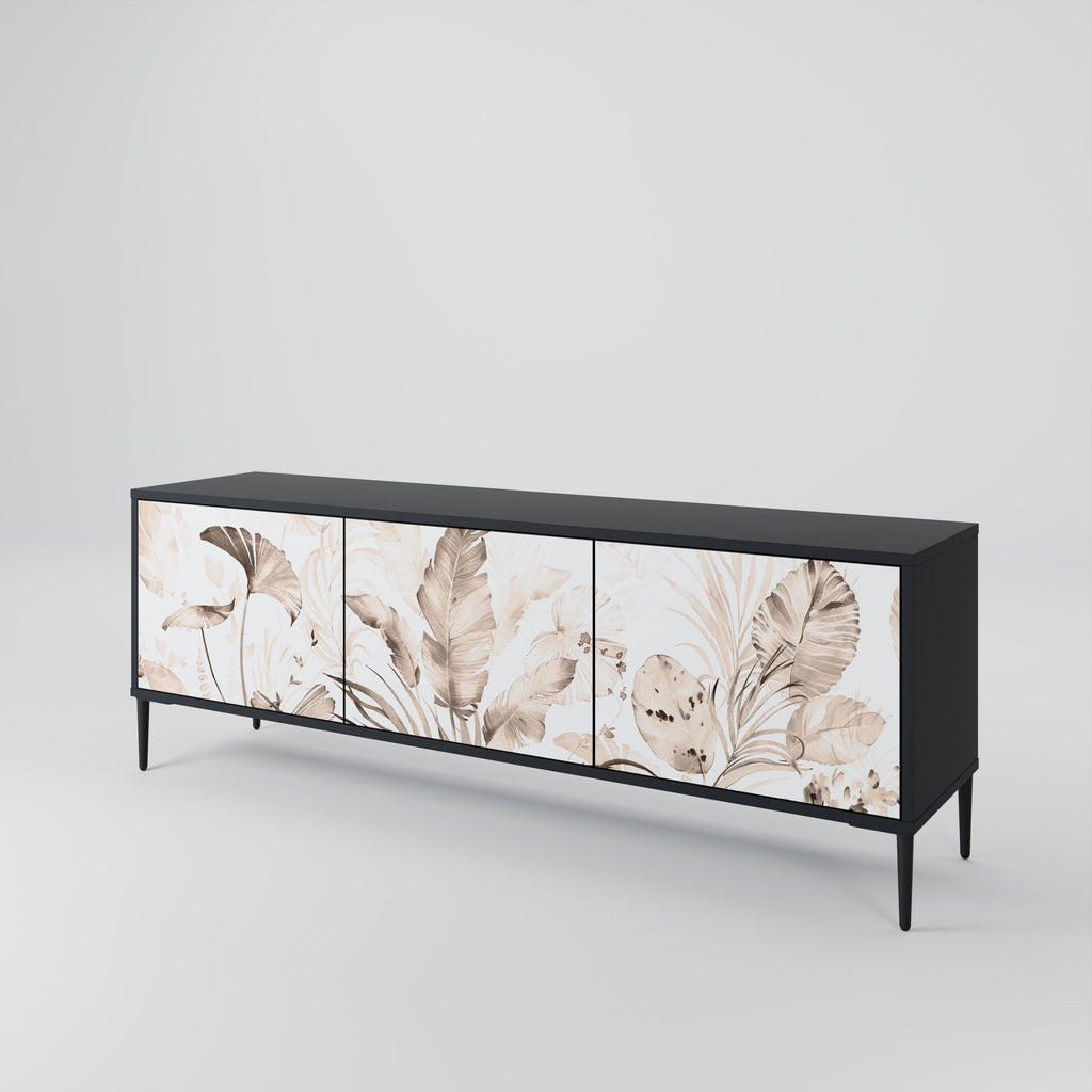Meuble TV 3 portes WILD TENDERNESS en finition noire