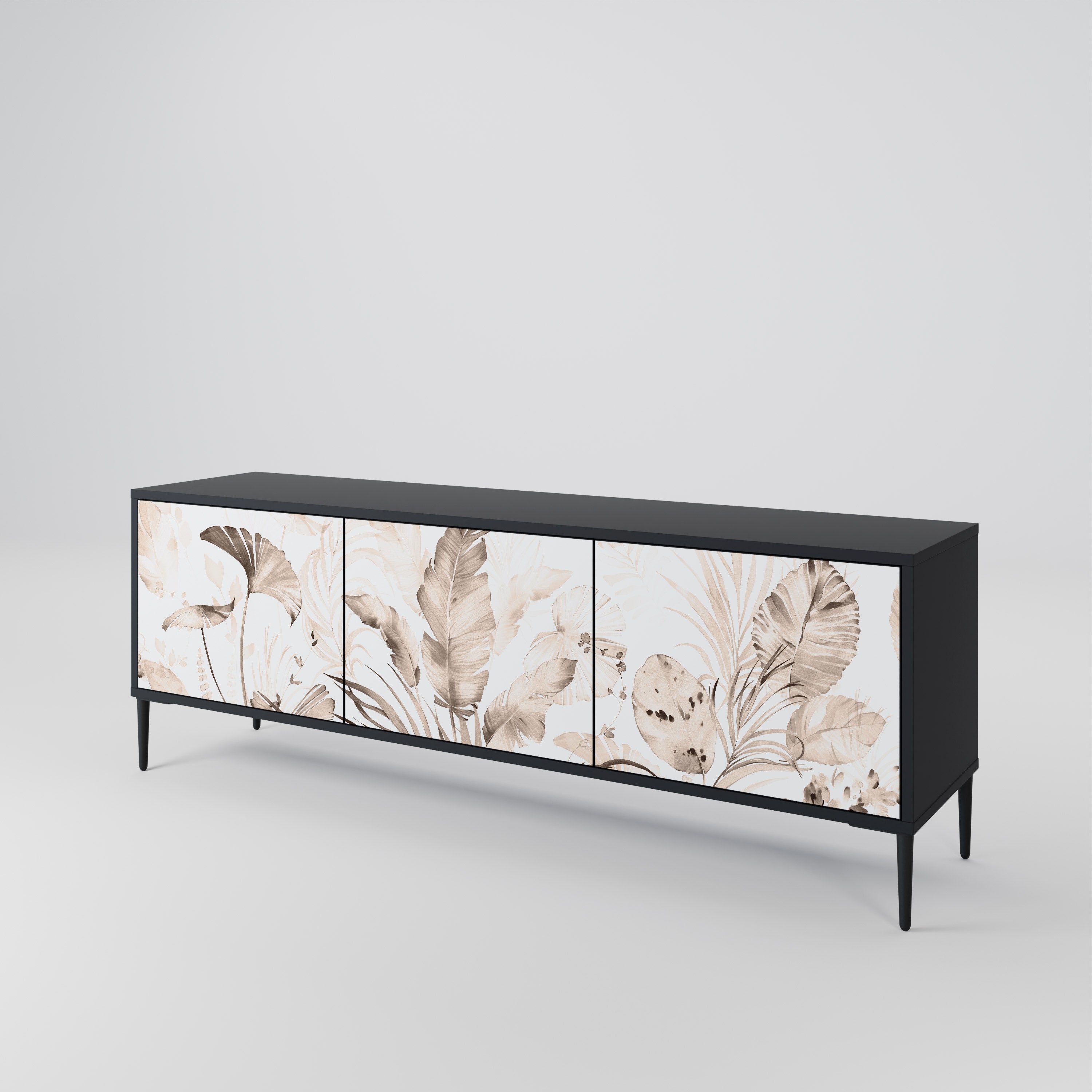 Meuble TV 3 portes WILD TENDERNESS en finition noire