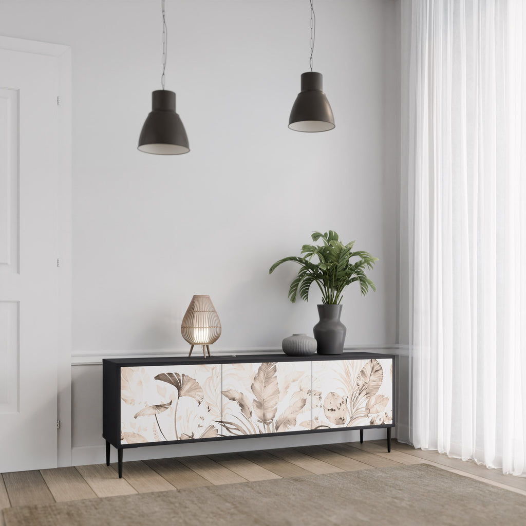 Meuble TV 3 portes WILD TENDERNESS en finition noire