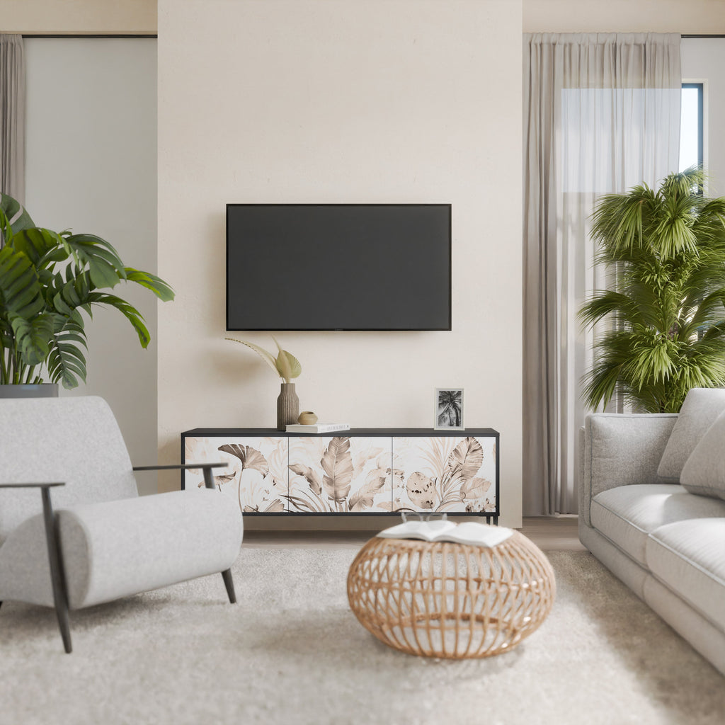 Meuble TV 3 portes WILD TENDERNESS en finition noire