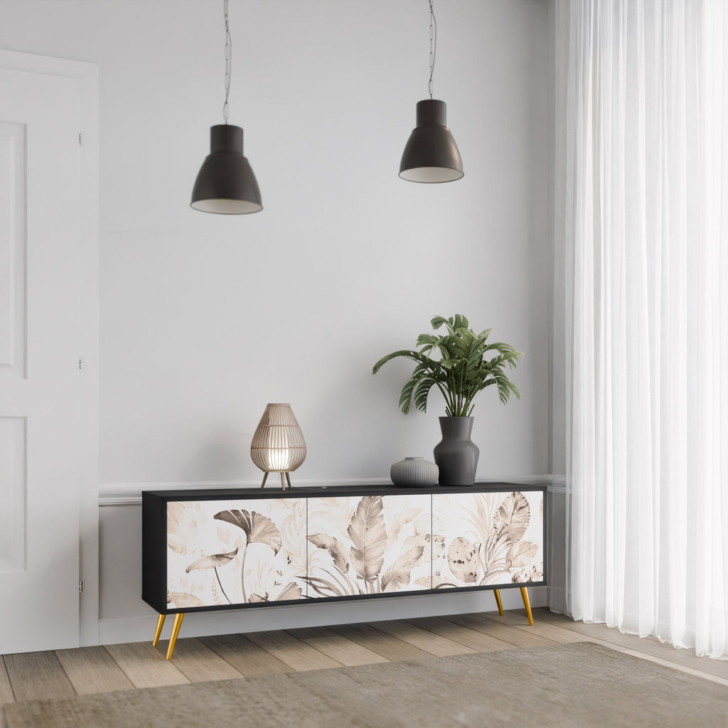 Meuble TV 3 portes WILD TENDERNESS en finition noire