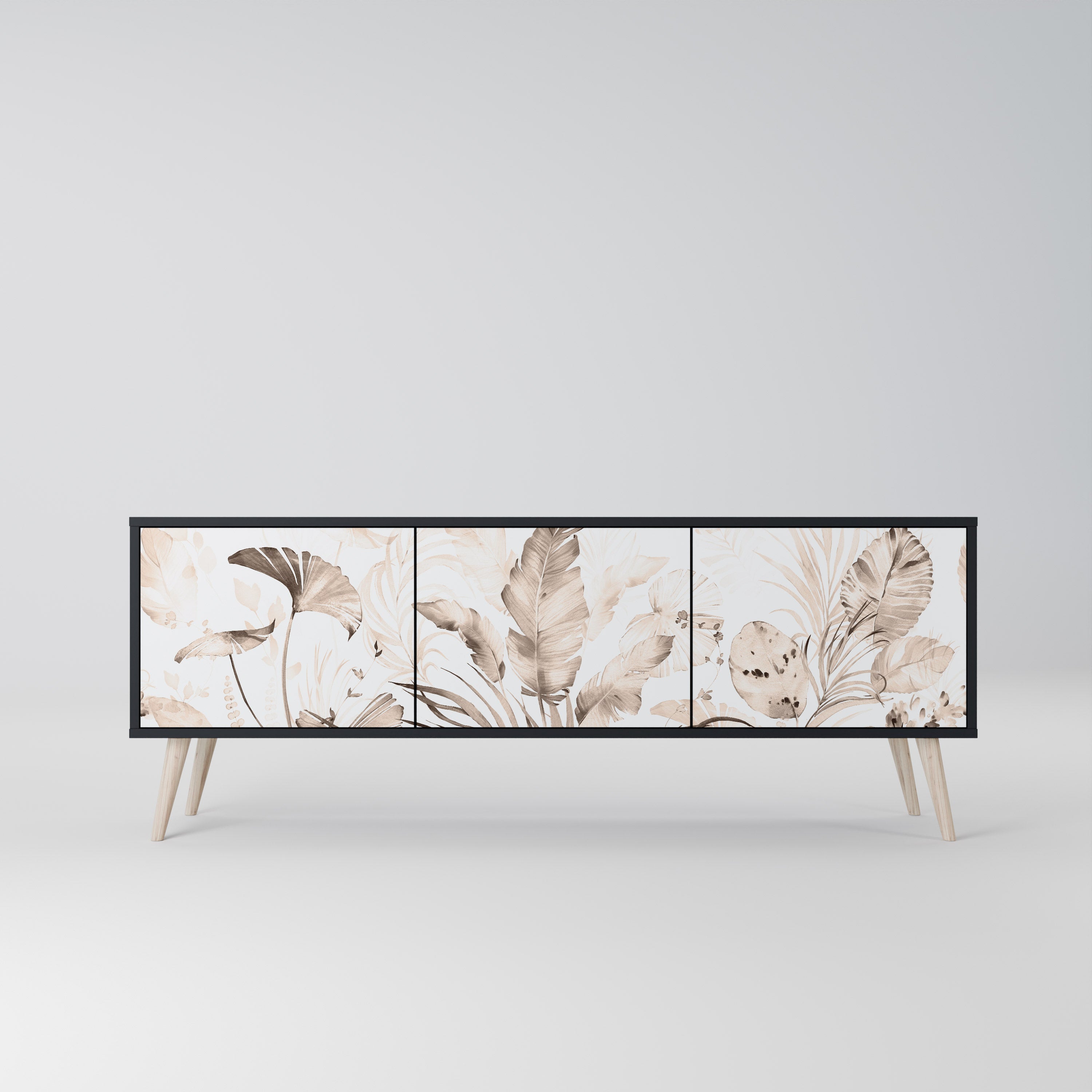 Meuble TV 3 portes WILD TENDERNESS en finition noire