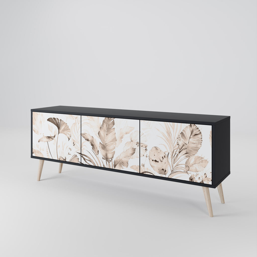 Meuble TV 3 portes WILD TENDERNESS en finition noire