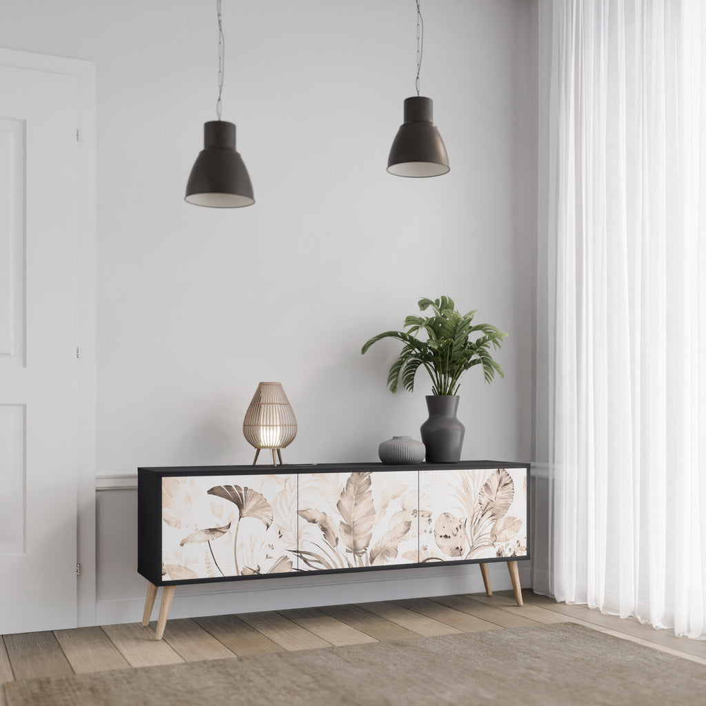 Meuble TV 3 portes WILD TENDERNESS en finition noire