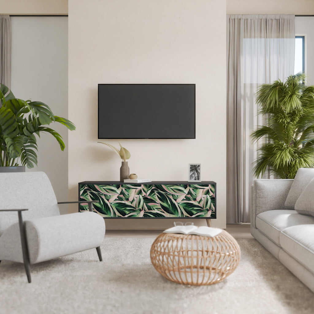 Meuble TV 3 portes EERIE STROMANTHE en finition noire