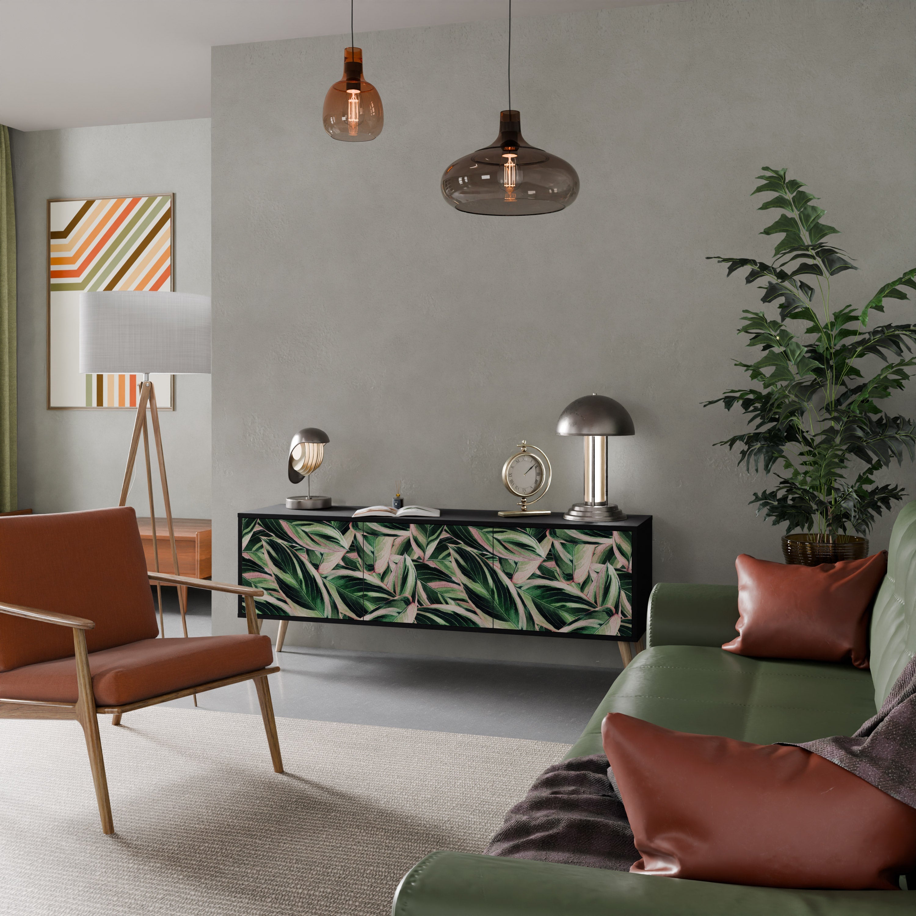 Meuble TV 3 portes EERIE STROMANTHE en finition noire