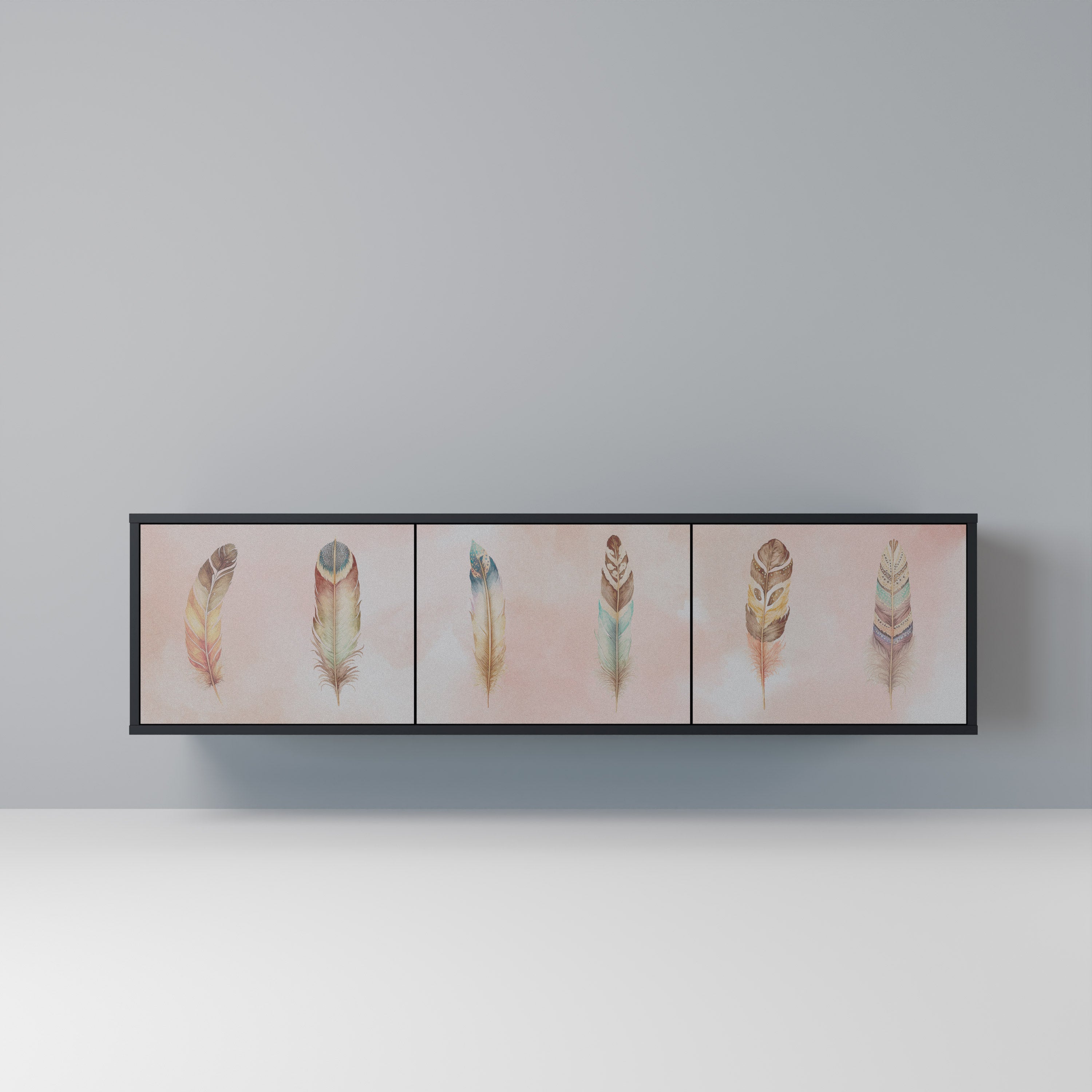 Meuble TV 3 portes DELIQUESCE en finition noire