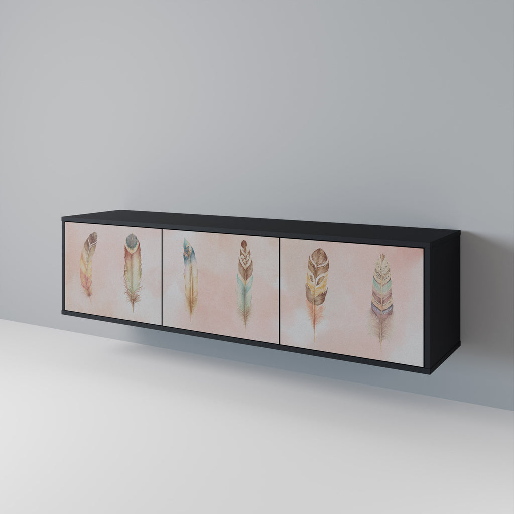 Meuble TV 3 portes DELIQUESCE en finition noire