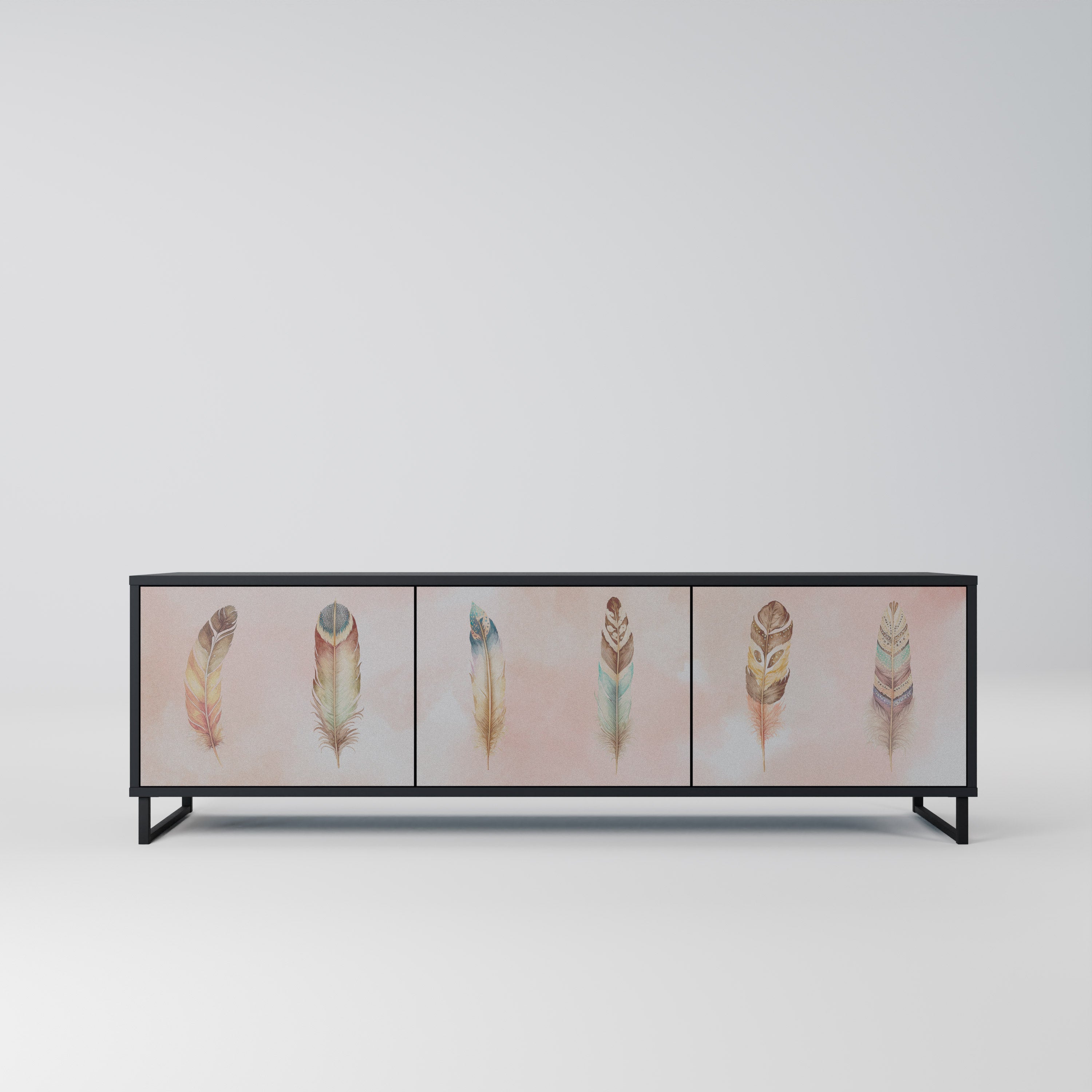 Meuble TV 3 portes DELIQUESCE en finition noire