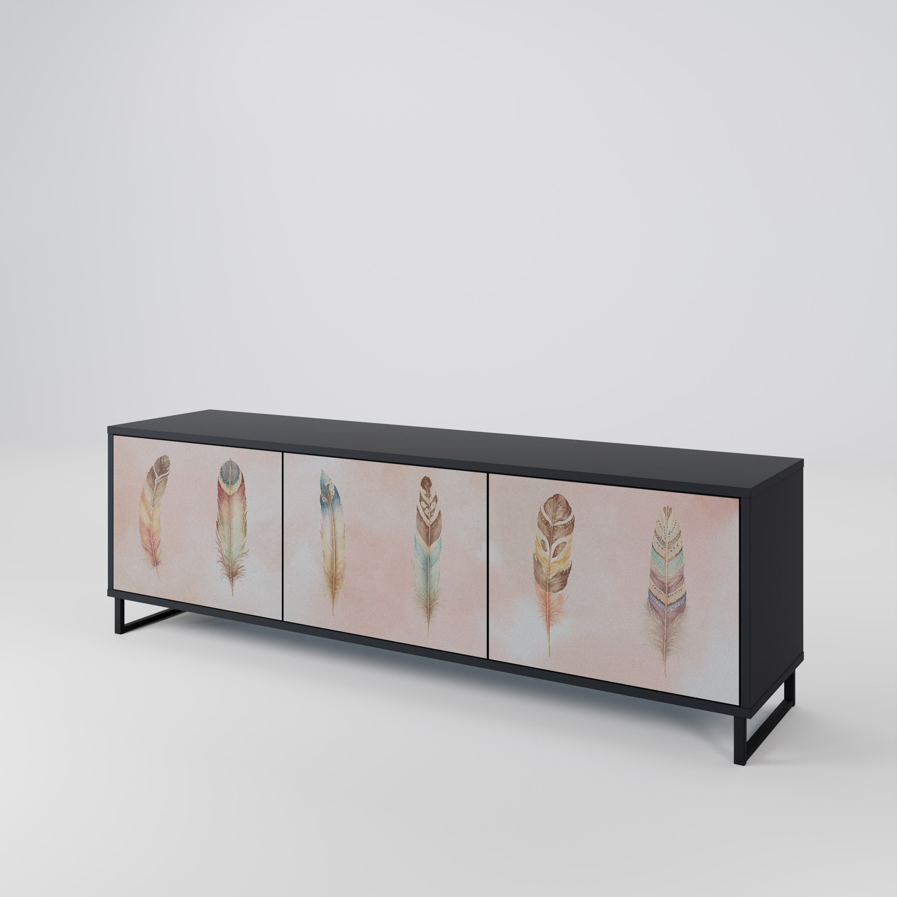 Meuble TV 3 portes DELIQUESCE en finition noire