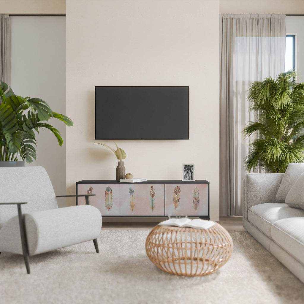 Meuble TV 3 portes DELIQUESCE en finition noire