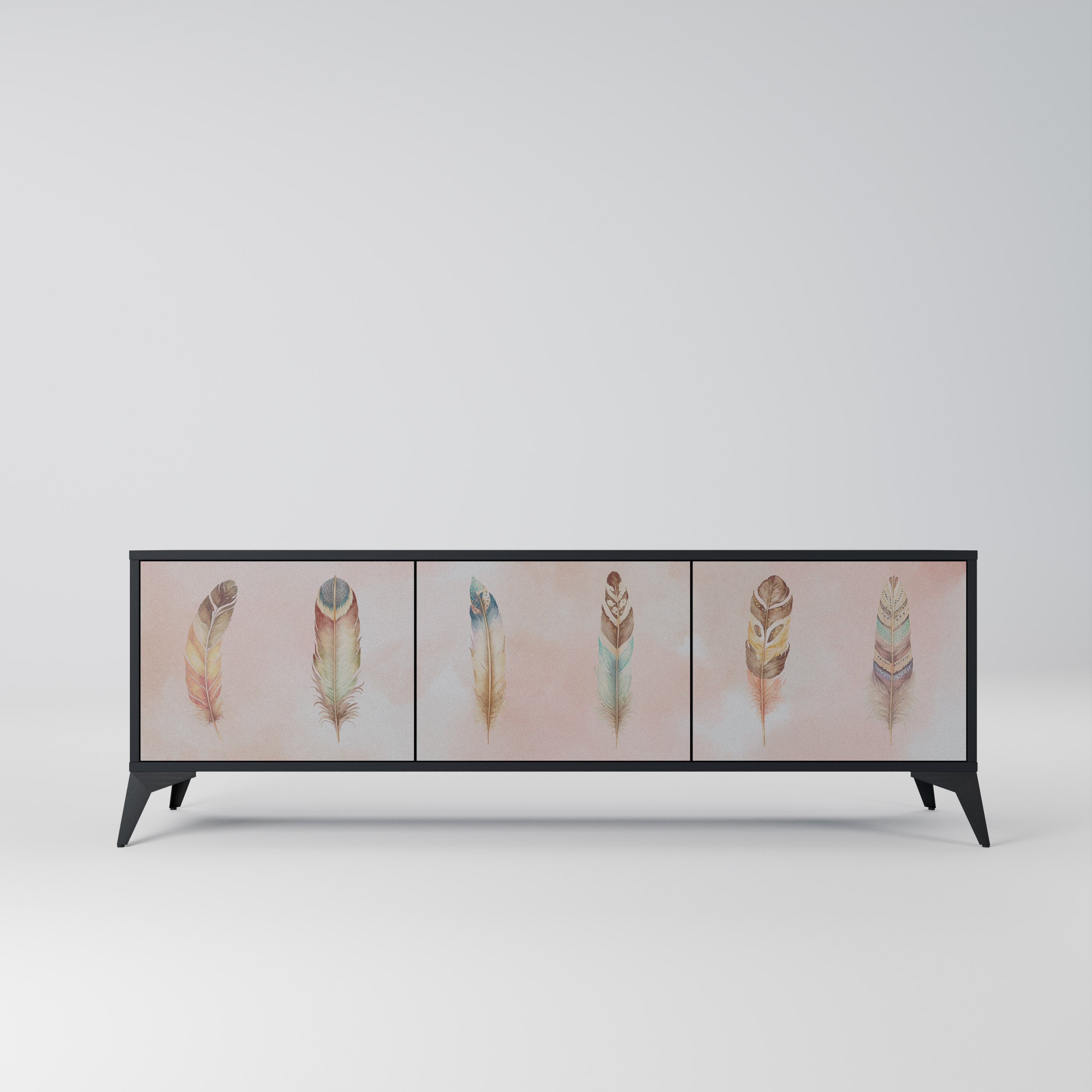 Meuble TV 3 portes DELIQUESCE en finition noire